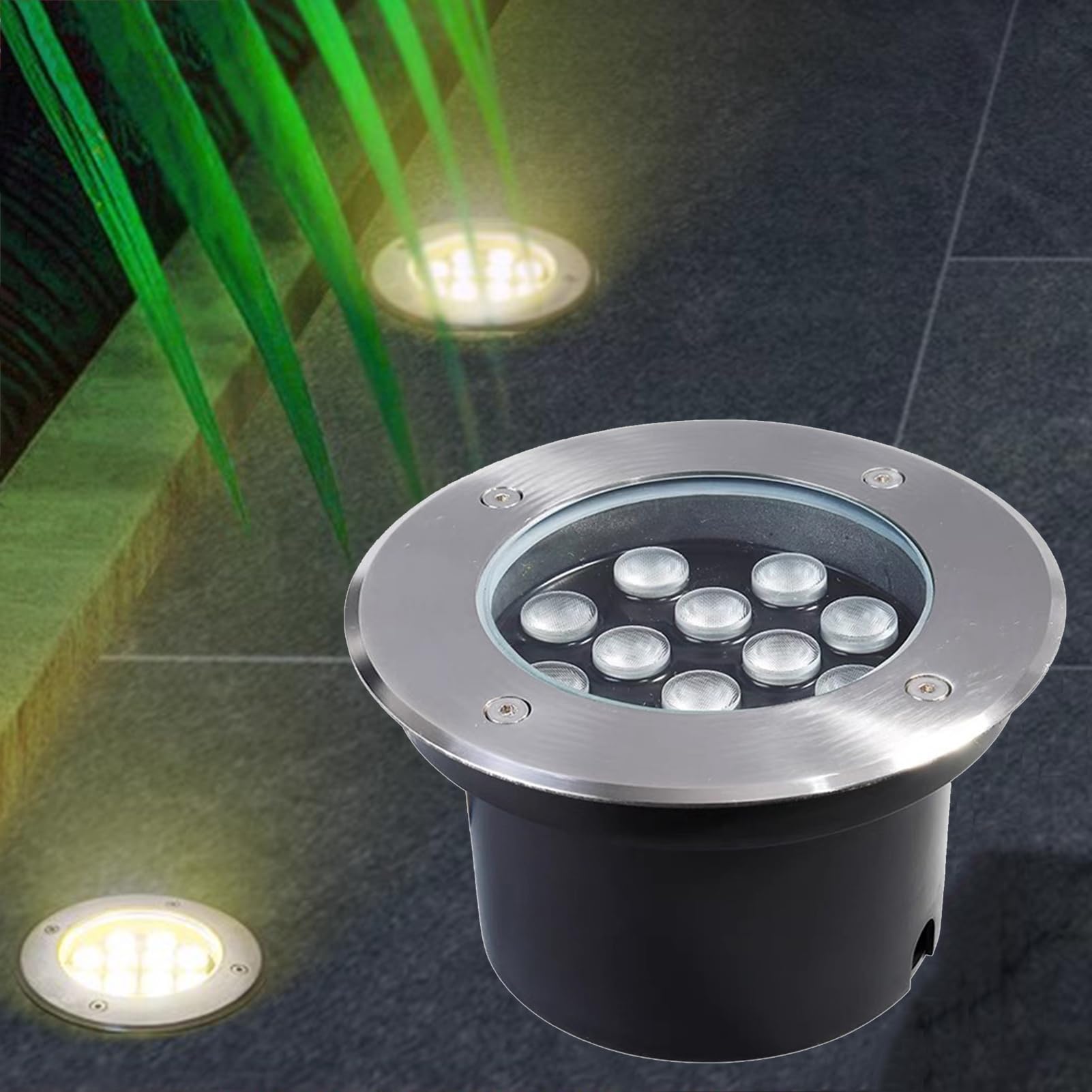 Bassa Tensione Faretti da Pavimento Luce Sotterranea A LED IP66 Impermeabile DC12/24V Faretto Incasso A Terra per Esterni Giardino Terrazza Gradino(Warm White,12W-DC24V)