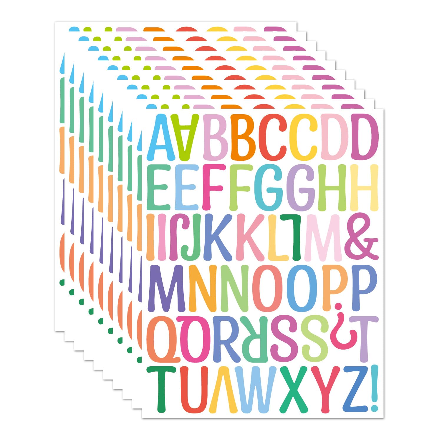 Color Letter Wall Stickers 10 Sets 490 PCS Digital Marking Sticker Waterproof Vinyl Sticker Peel and Stick Removable Aesthetic Murals Walls Decal for Bedroom Living Room Home Office Wall Decor