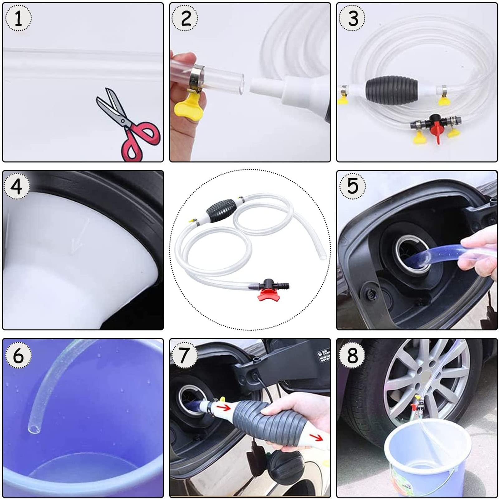 Kit Di Pompaggio A Sifone Manuale, Pompa Per Sifone Sifone Olio Pompa Del Sifone Manuale Del Combustibile, Benzina Per Carburante Per Acqua Per Trasferimento Liquido Da 15 Mm Per Auto
