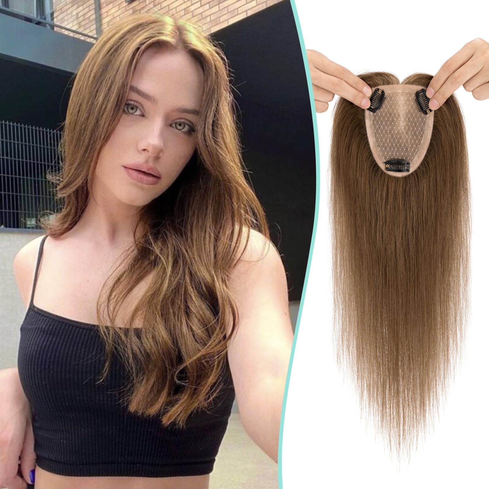 Photo 1 of Benehair Human Hair Topper 16" Medium Brown #04