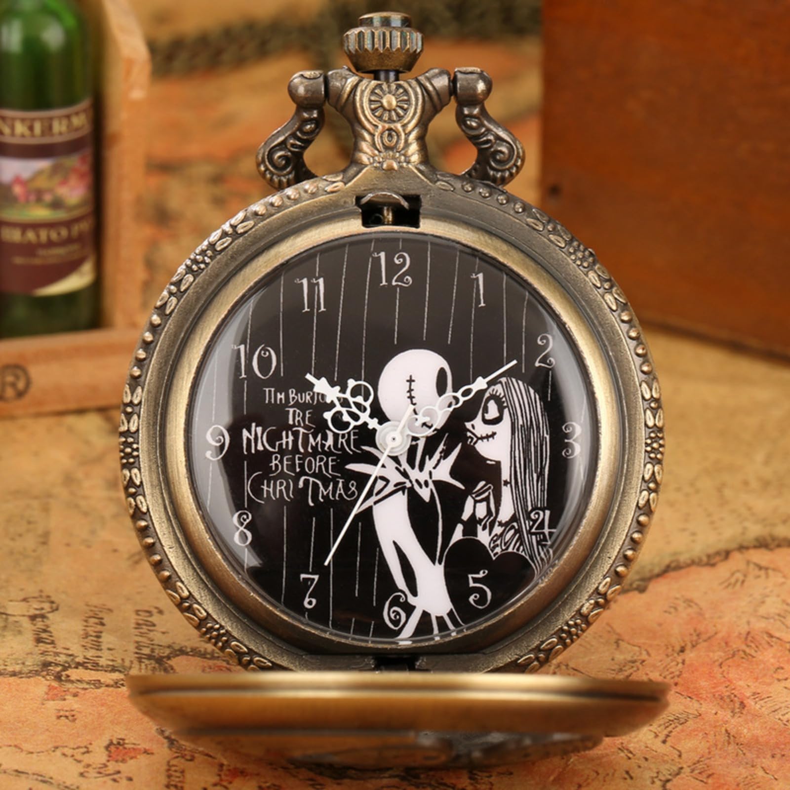 orologio da tasca, Orologio da tasca con movimento al quarzo, orologio parete coppia scheletrata cava, for uomo e donna