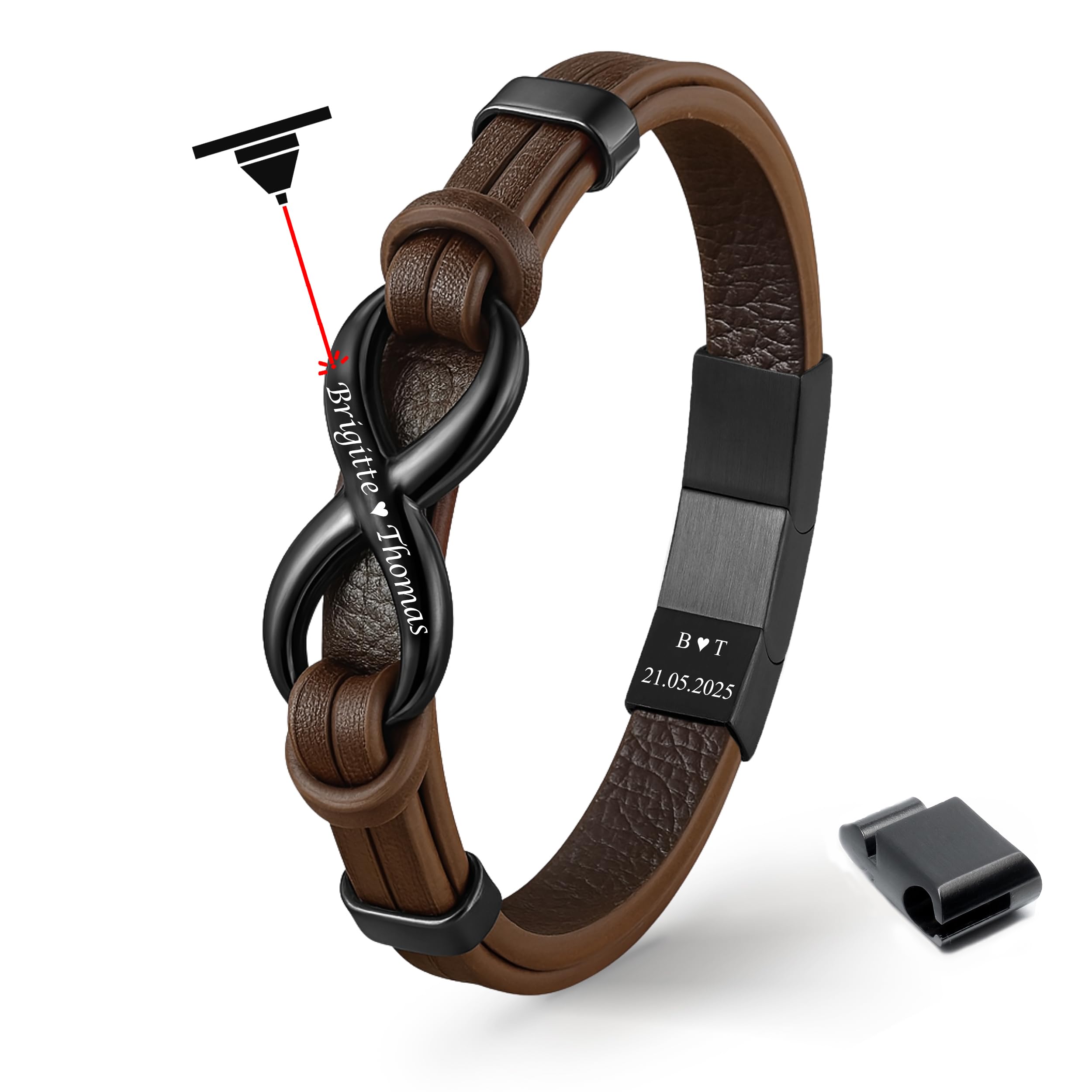 UNIQAL | Personaliesiertes Lederarmband mit Gravur "SHAPE" Herren Damen | Leather Bracelet mens | Magnetverschluss | handgemacht in Germany