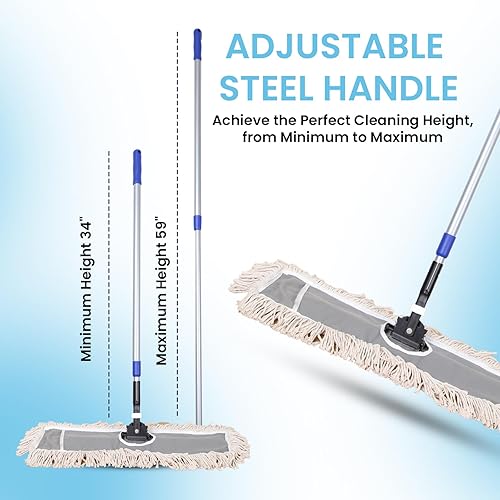 Miniatura 4 de Trapeador para pisos de algodón de 24 pulgadas de clase industrial. En seco atrae la suciedad y el polvo o para limpiar pisos de madera. Vara