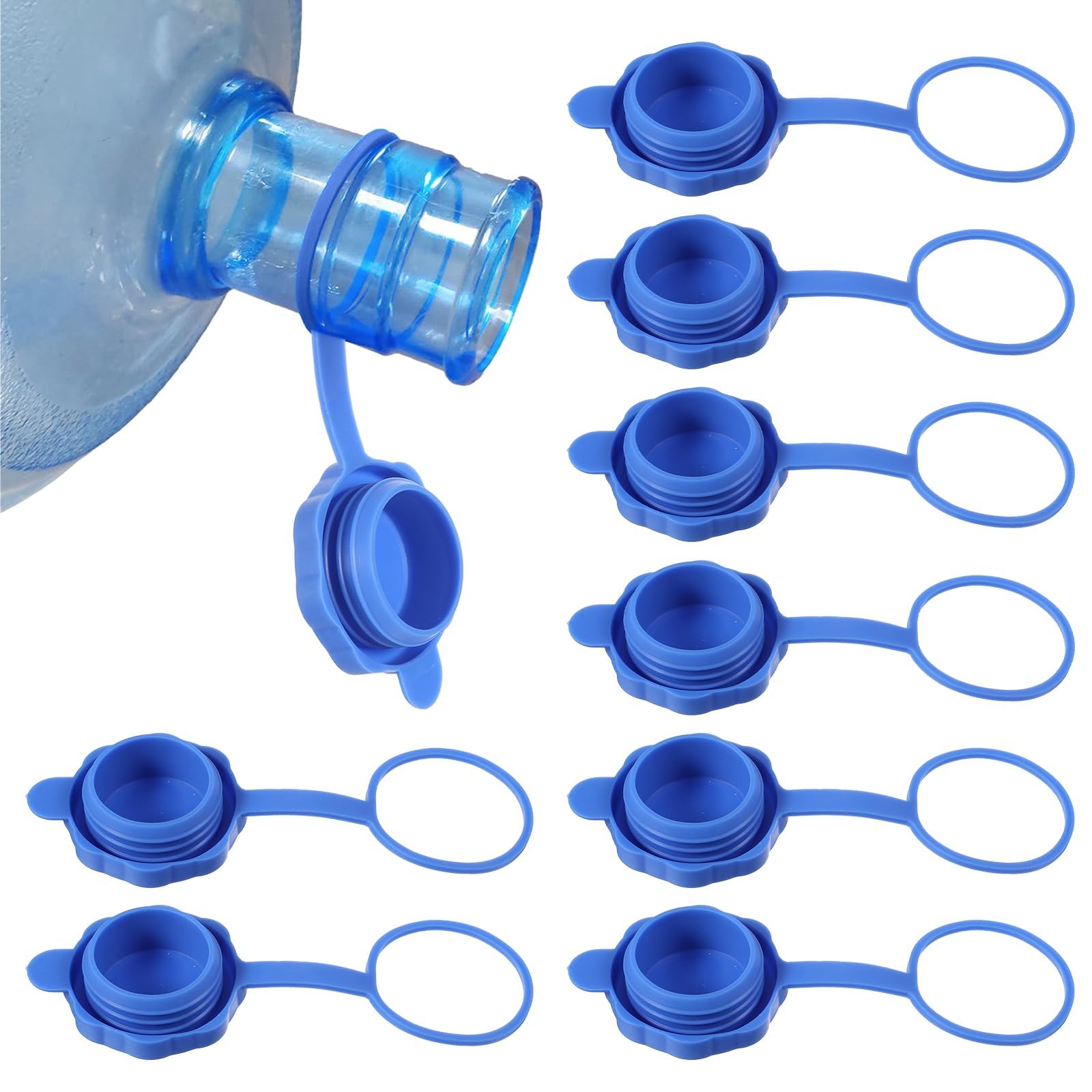 6pcs, 5 gallon water jug cap, 55mm no-spill replacement lids with integrated handle, bpa-free leakproof jug top covers, dishwasher safe water bottle caps for indoor outdoor water storage