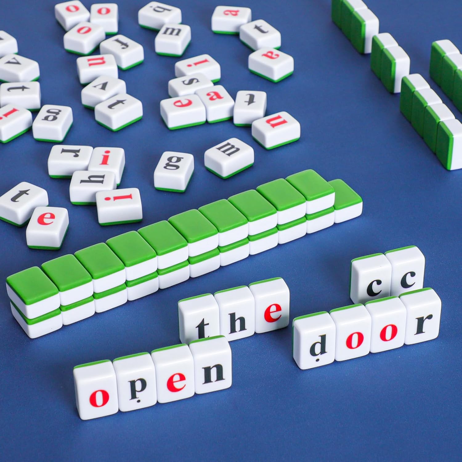 Mahjong Tile Set(1.18”) with A Tiles Bag and Dice, 108 Mahjong Tiles(Green)