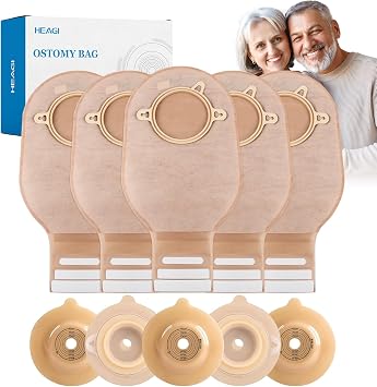 20 PCS Colostomy Bags, Two Piece Drainable Convex Ostomy Bag, 45mm | 15 Ostomy Bags + 5 Barriers, Ostomy Supplies, Drainable Ostomy Pouch, Convex Skin Barrier, Cut-to-Fit, Secure Closure System