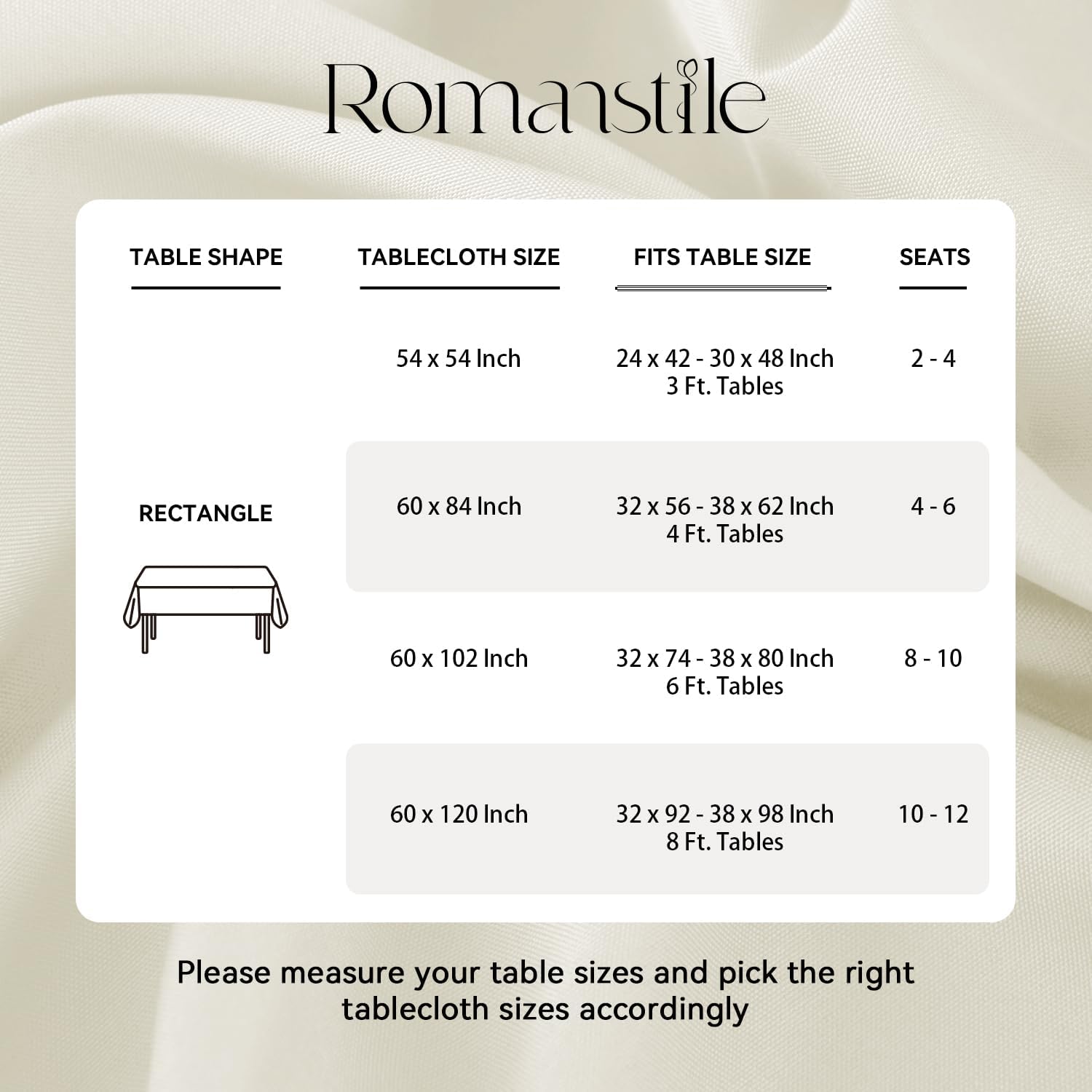 Romanstile Rectangle Tablecloth, 2 Pack 60 x 120 Inch, Stain and Wrinkle Resistant Washable Polyester Table Cover for Dining Table and Holiday Parties, Ivory - Image 7