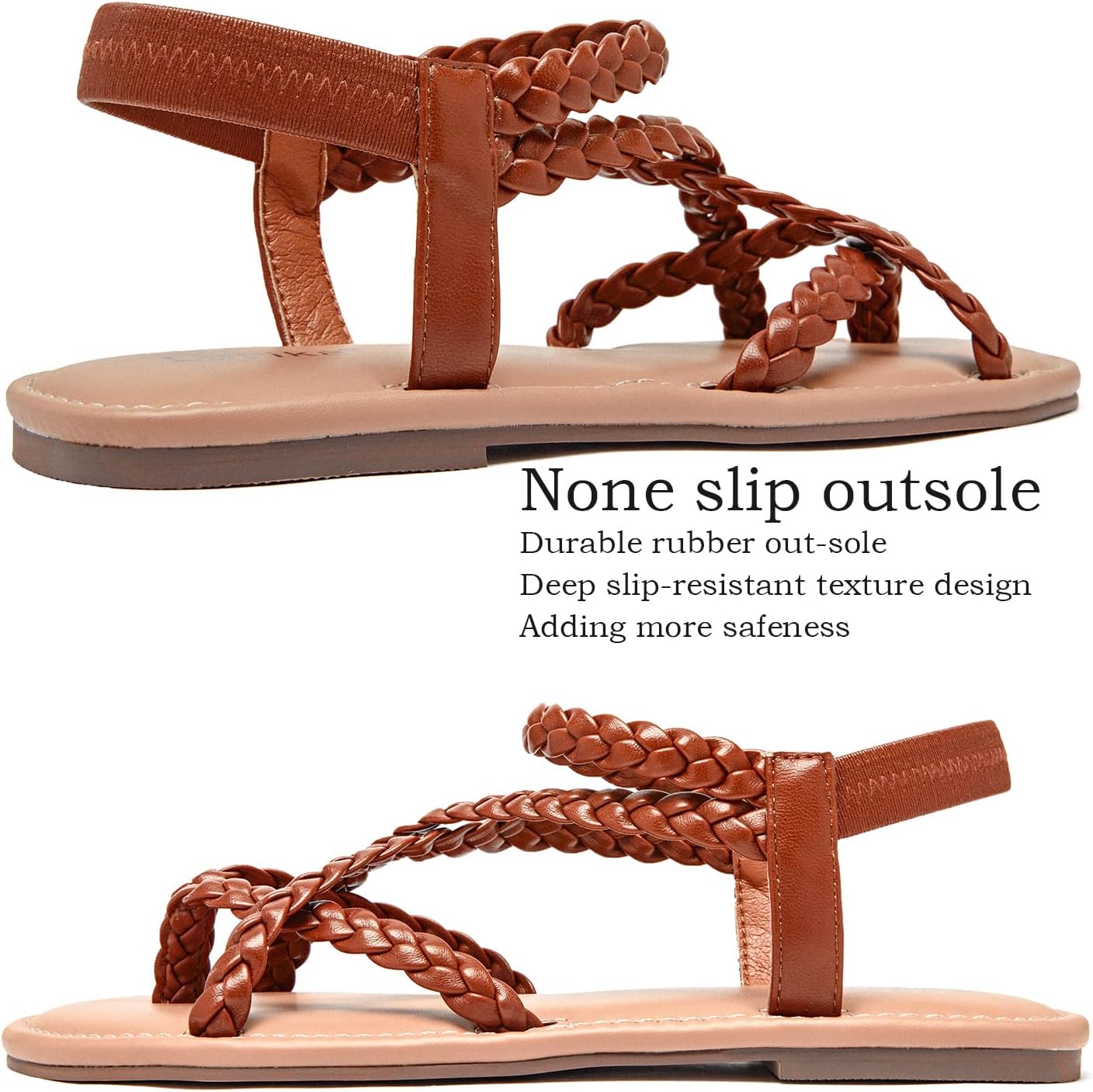 Luoika Women's Wide Width Flat Sandals, Flip Flop Casual Strapy Sandals Slip on Summer Beach Shoes for Women. - Image 6