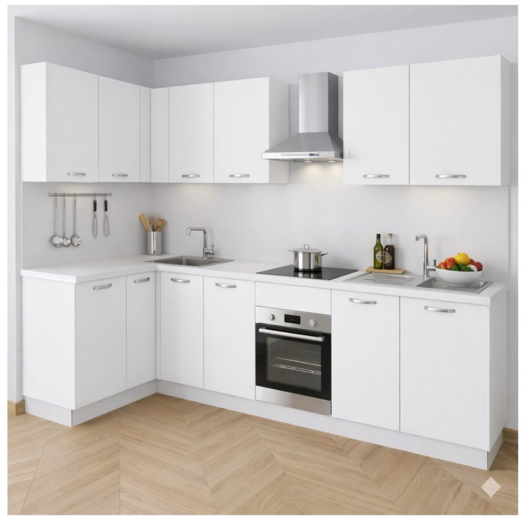 ALFREDO CALANDRELLI - Mobile Base Cucina per Lavello da Incasso 90cm, Mobile Sottolavello Bianco in Nobilitato, Base Componibile Senza Ante (90x72x55 cm)