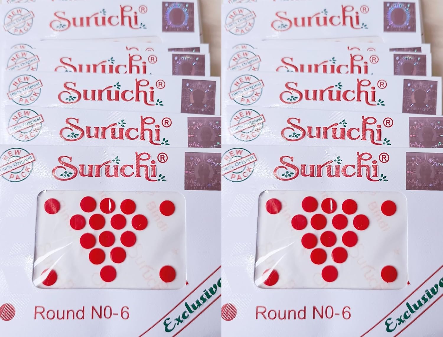 Round No-6 Exclusive Red Bindi, Traditional Decorative Bindis, Pack of 12-picture-46