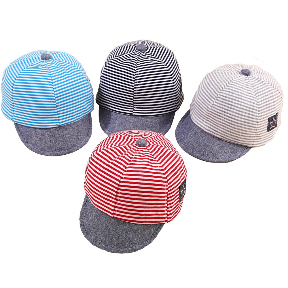 DANMYBaby Boy Girls Baseball Cap Striped Sunhat Infant Rabbit Ears Hat (4pcs)