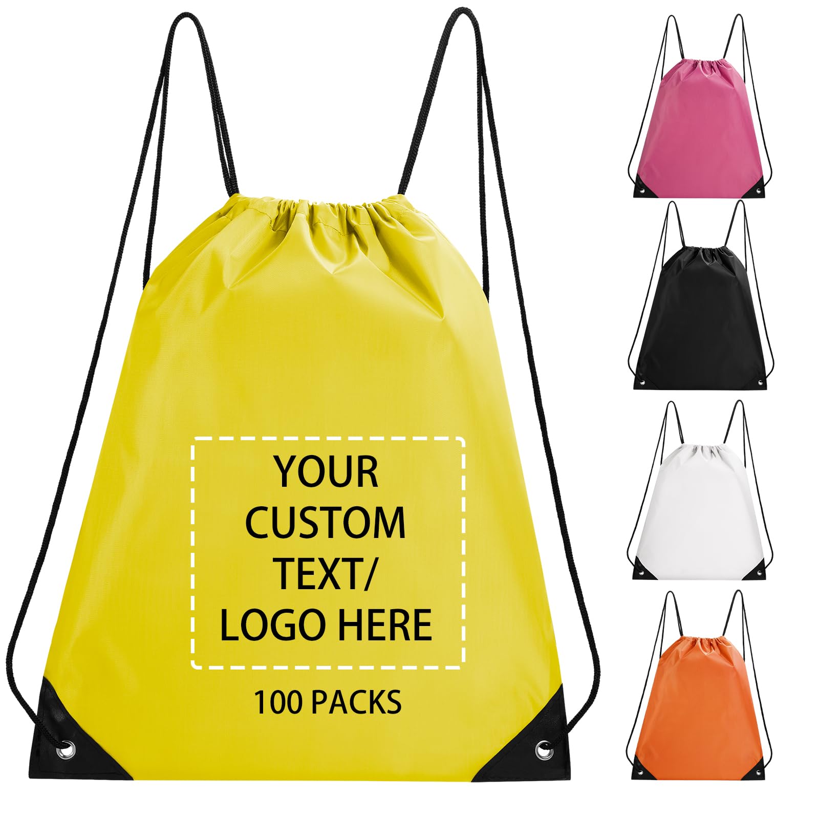 Fyore Custom Drawstring Bags with Logo, 10/50/100 Pack Bulk Personalised String Backpacks for Gym, Sports, Events, Travel, Daily Use, Business Activities โ image 1