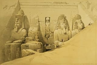 MVOVZQCV Vintage Prints Picture portrait painting Front Elevation of the Great Temple of Aboo Simbel Nubia by David Roberts Classic Canvas Paintings for Office Decor 60x90cm