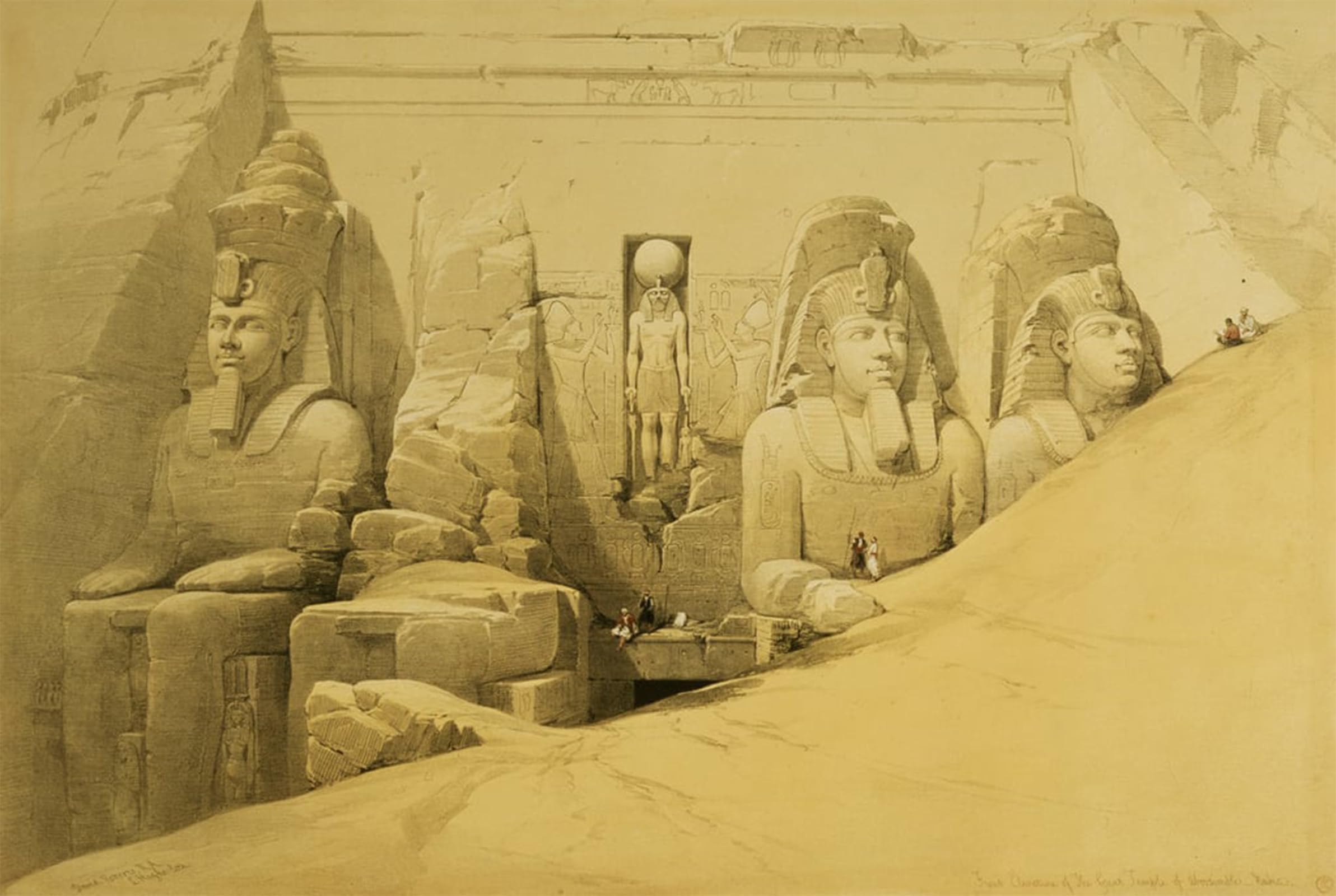 ARTXLXXBN Famous Print Painting Colorful Art Print Front Elevation of the Great Temple of Aboo Simbel Nubia by David Roberts Canvas Art Decorations for Home Decor 60x90cm