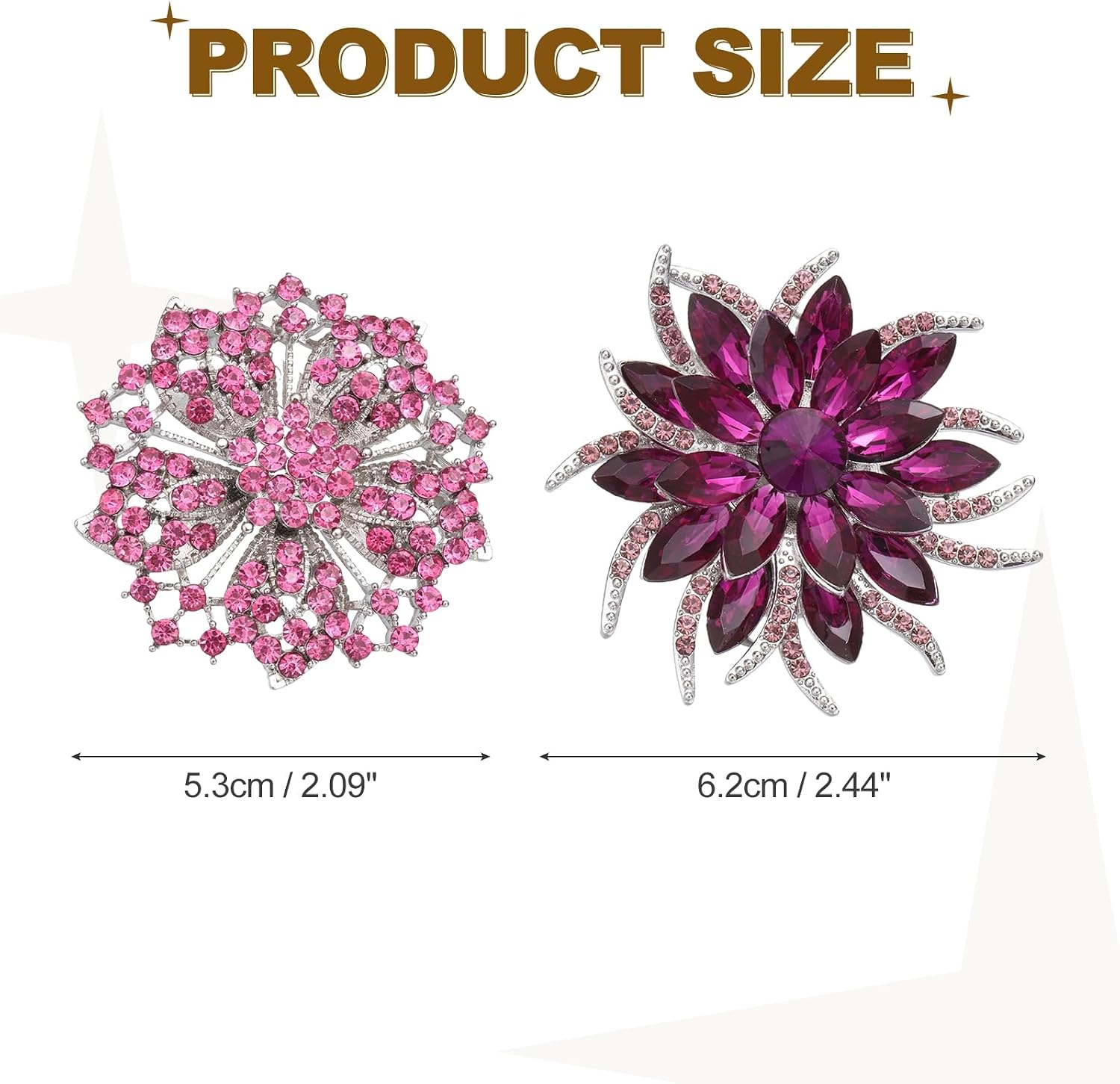PATIKIL Rhinestone Flower Brooch Pins Set, 2 Style Fashion Crystal Sunflower Brooch Pin Lapel Pins Kit for Women Suits