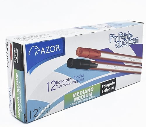 Miniatura 5 de Pin Point - Bolígrafos finos negros y azules de doble punta de 0.039 pulgadas, paquete de 12 bolígrafos de punta fina, doble color, bolígrafos