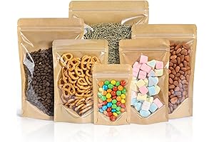 100 Pcs Stand Up Pouches | Resealable Zip Lock Food Storage