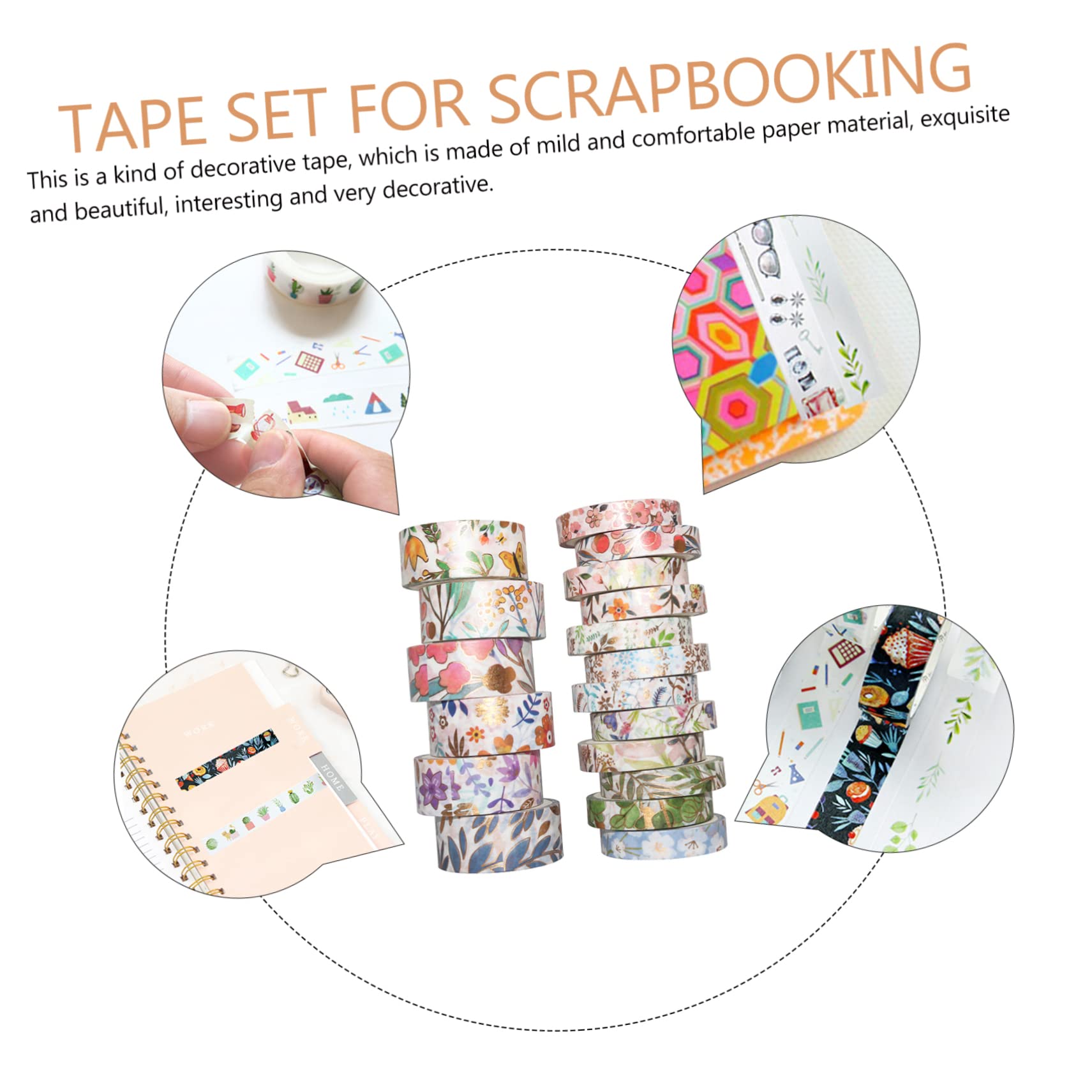 SEWACC 54rollos Cintas Washi Decorativas De Flores para Manualidades y Cinta De Enmascarar Diseño Floral para Scrapbooking y Decoración De Agenda