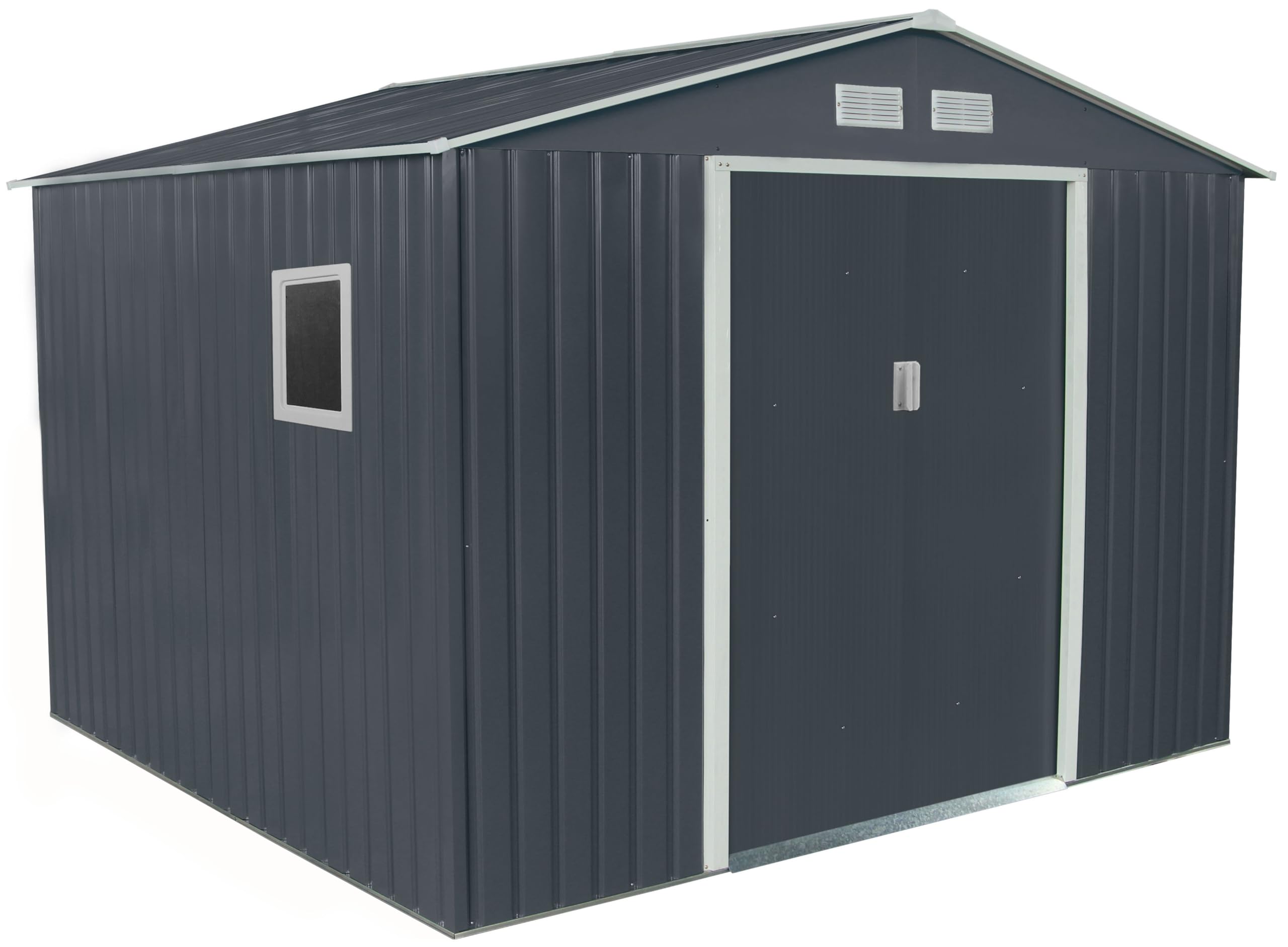 Abri de Jardin métal 7,06m² Anthracite + kit d'ancrage | Abri de Jardin en Métal | Fenêtre latérale | Abri à Outils Abri de Rangement Extérieur | Hauteur Faitage: 212 cm