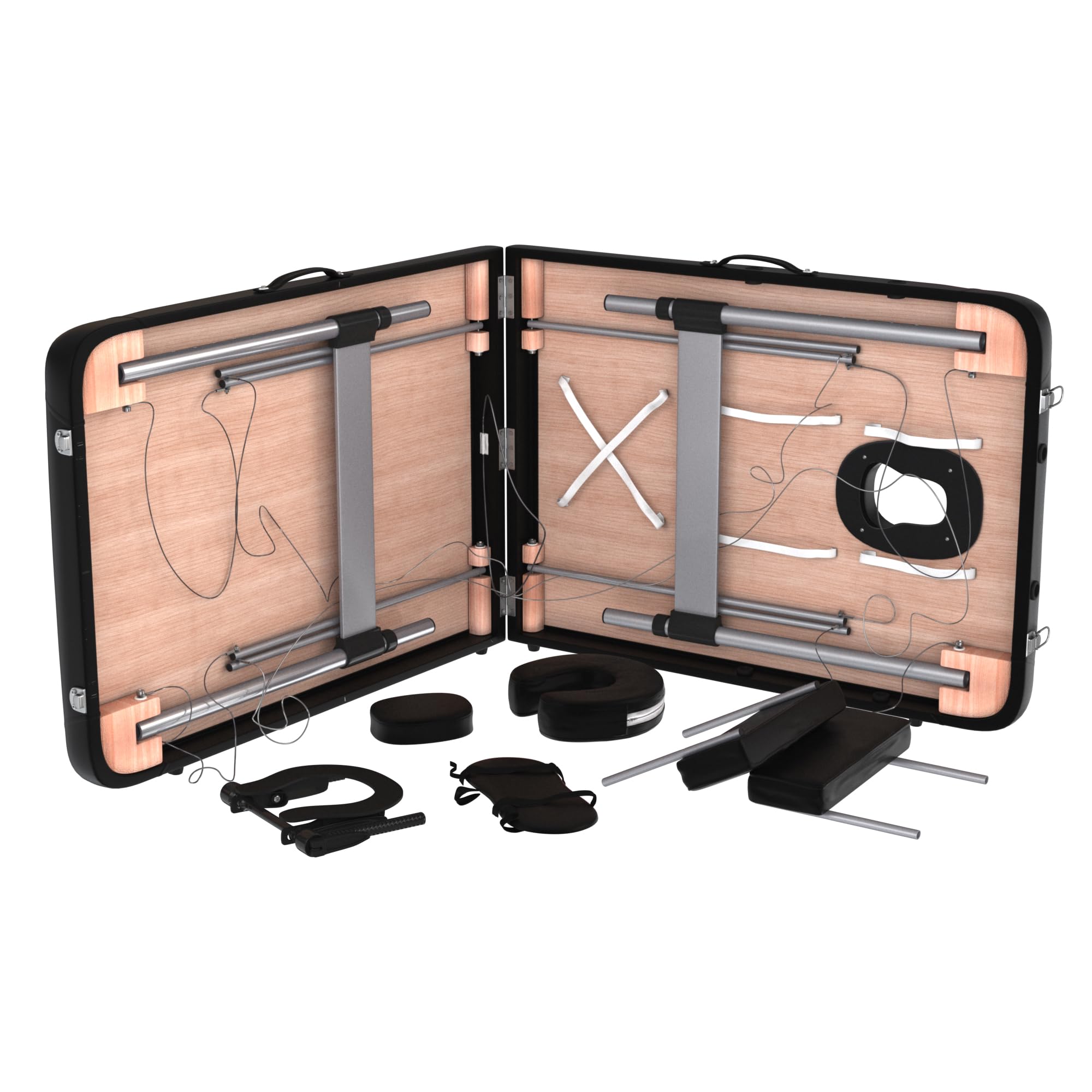 Table de Massage 2 Zones en Aluminium Noir Pliable et transportable