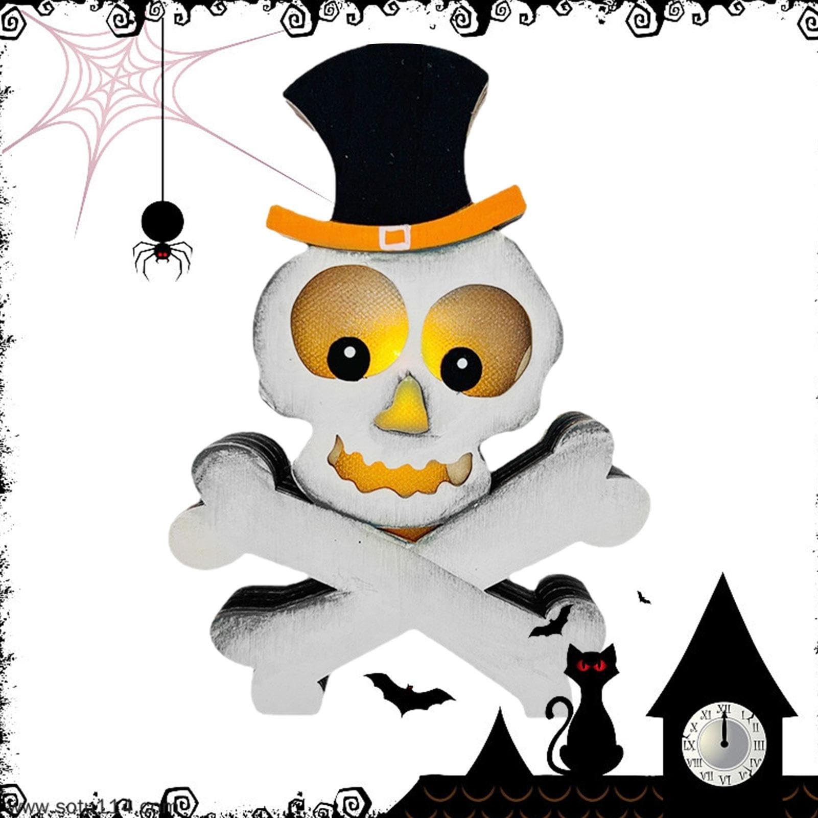 Amazon.co.jp: アウトドアスカルライト - ハロウィン木製レトロ  