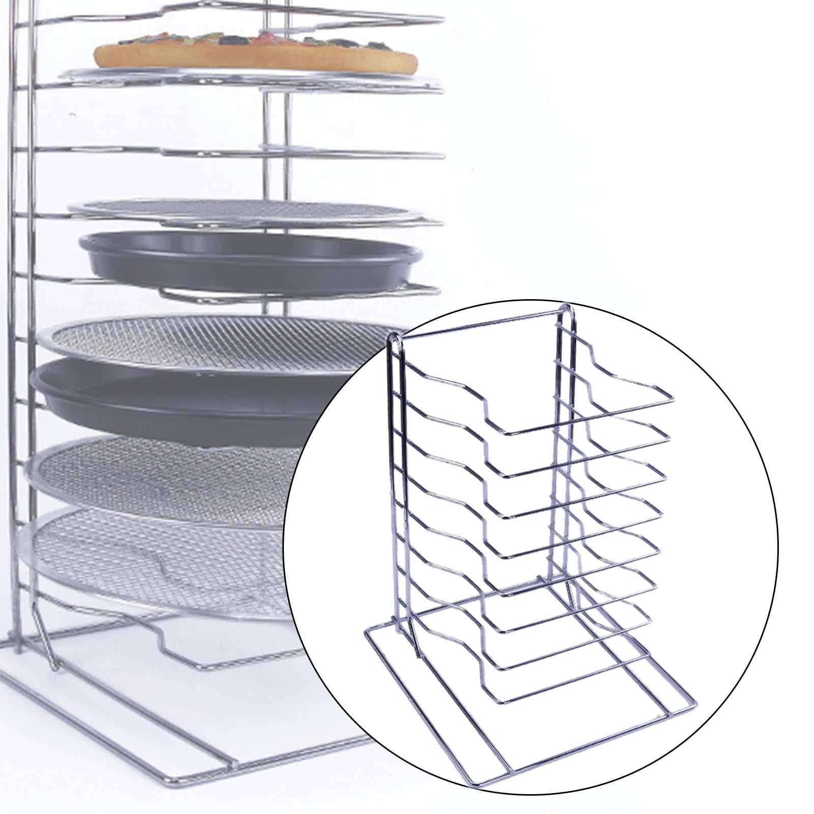 Qianly Support à Pizza en Acier Inoxydable, Gain de Place, Support de Rangement, Plateau de Table réutilisable, présentoir pour Restauration, Pique-Nique, Huit Couches