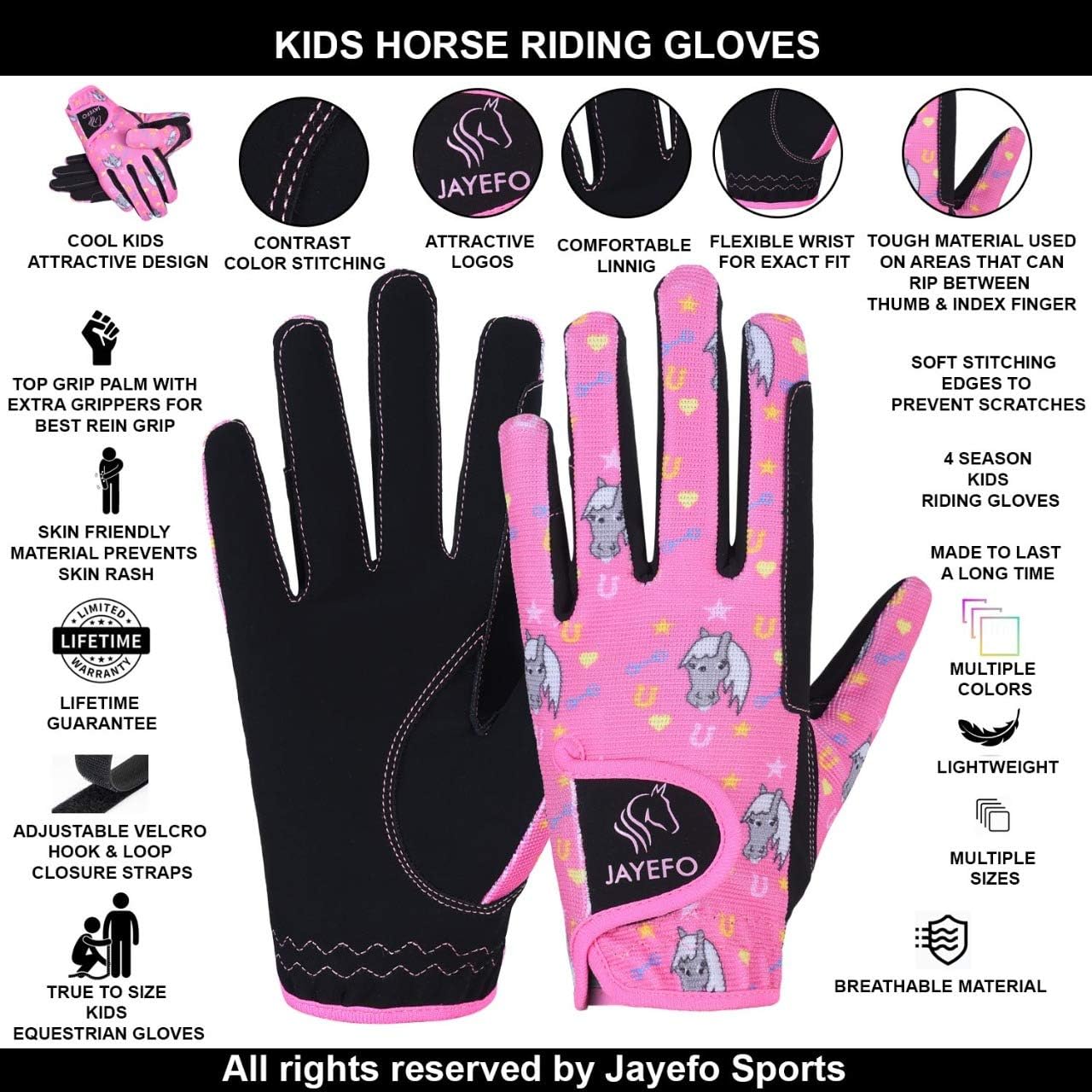 Jayefo Kids Equestrian Horse Riding Gloves Kids Youth Children Horseback Gardening Bike Outdoor Soccer Girls Riding Sports : Sports & Outdoors