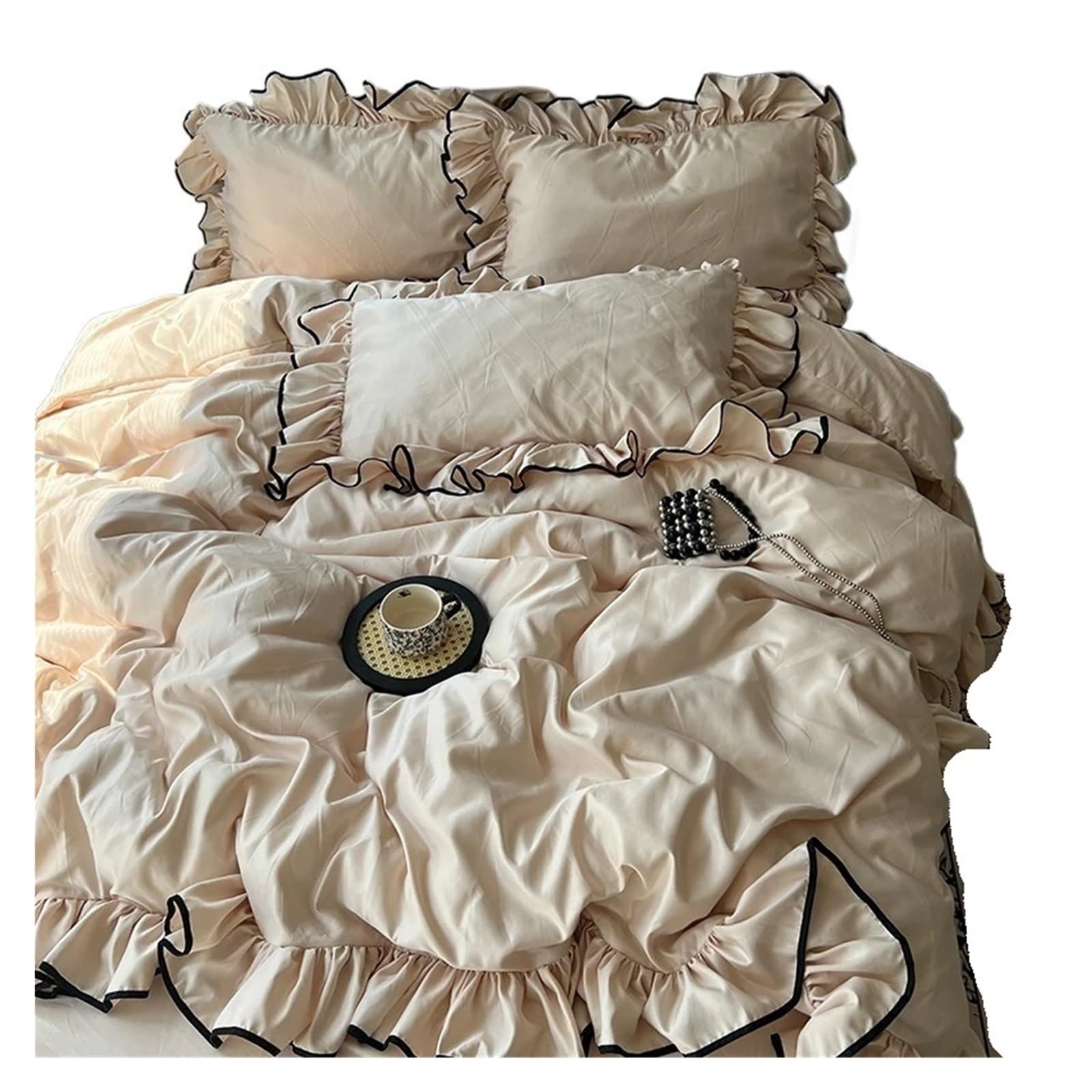 Housse de couette satin nid douillet doux et soyeux parure de lit style princesse 3pcs