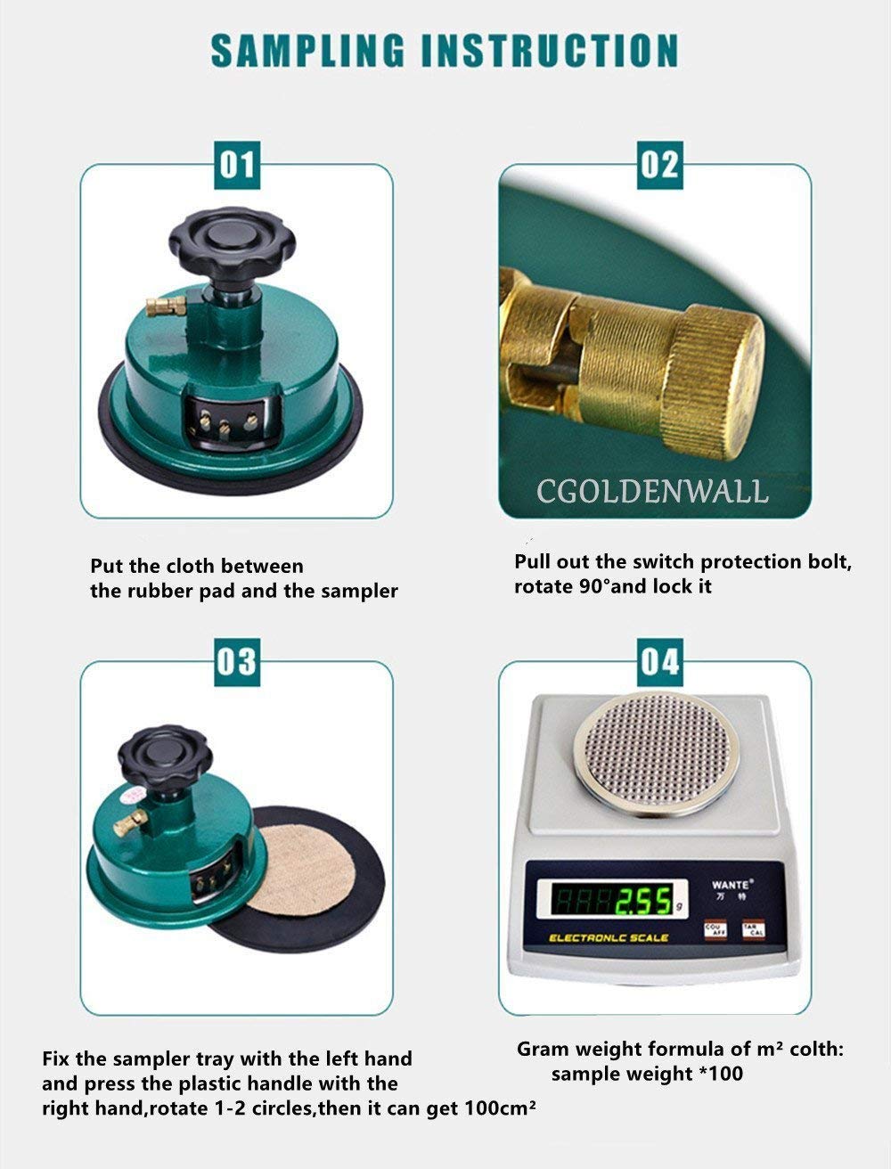 CGOLDENWALL bilancia elettronica di precisione bilancia digitale analitica con 100 mq tondi campione campione campione campionatore tessuto Cutter (300g/0,01 g + campionatore)