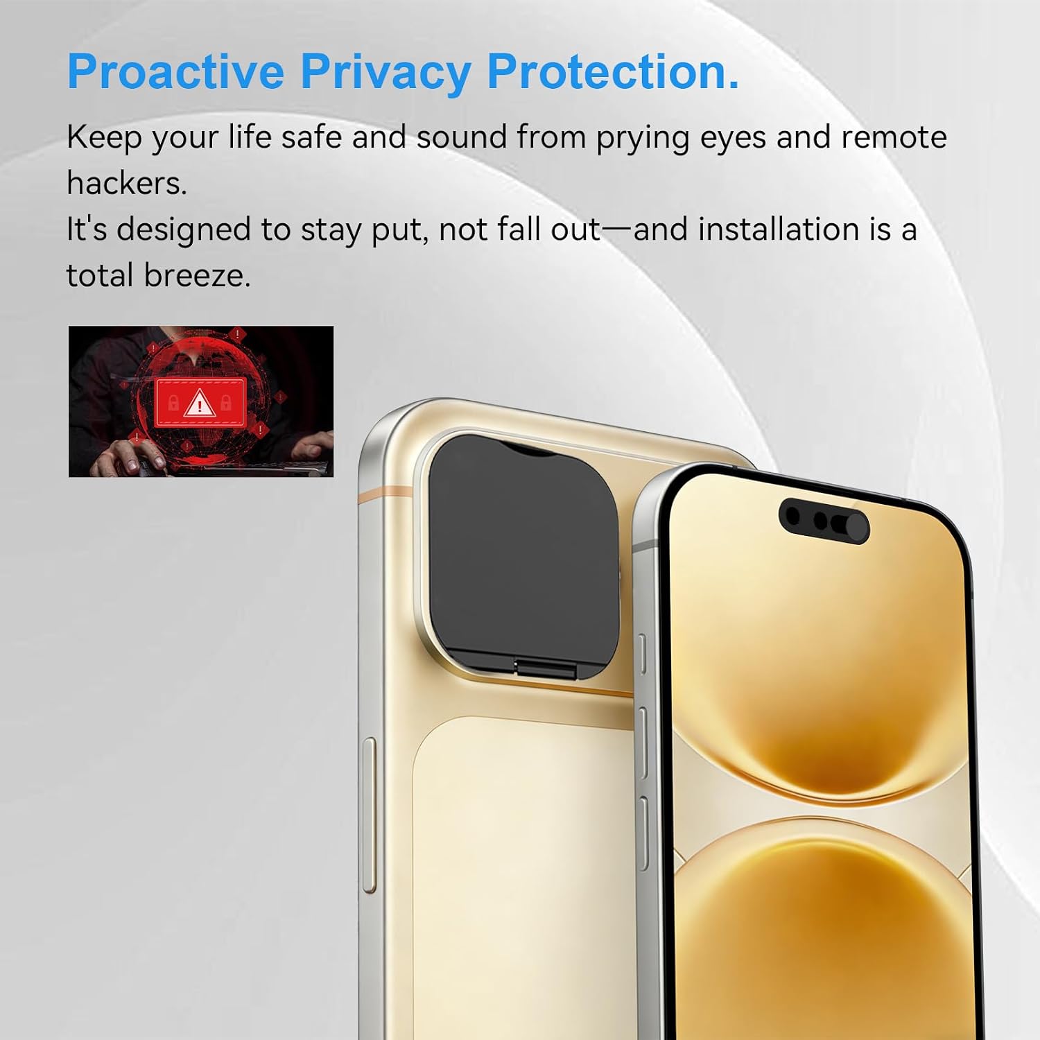Privacy Cover Compatible for iPhone 17 Pro/17 Pro Max, 2-Pack Camera Lens Protector with Front Camera Cover, Anti-Spy Guard, Privacy & Security Protection image 5