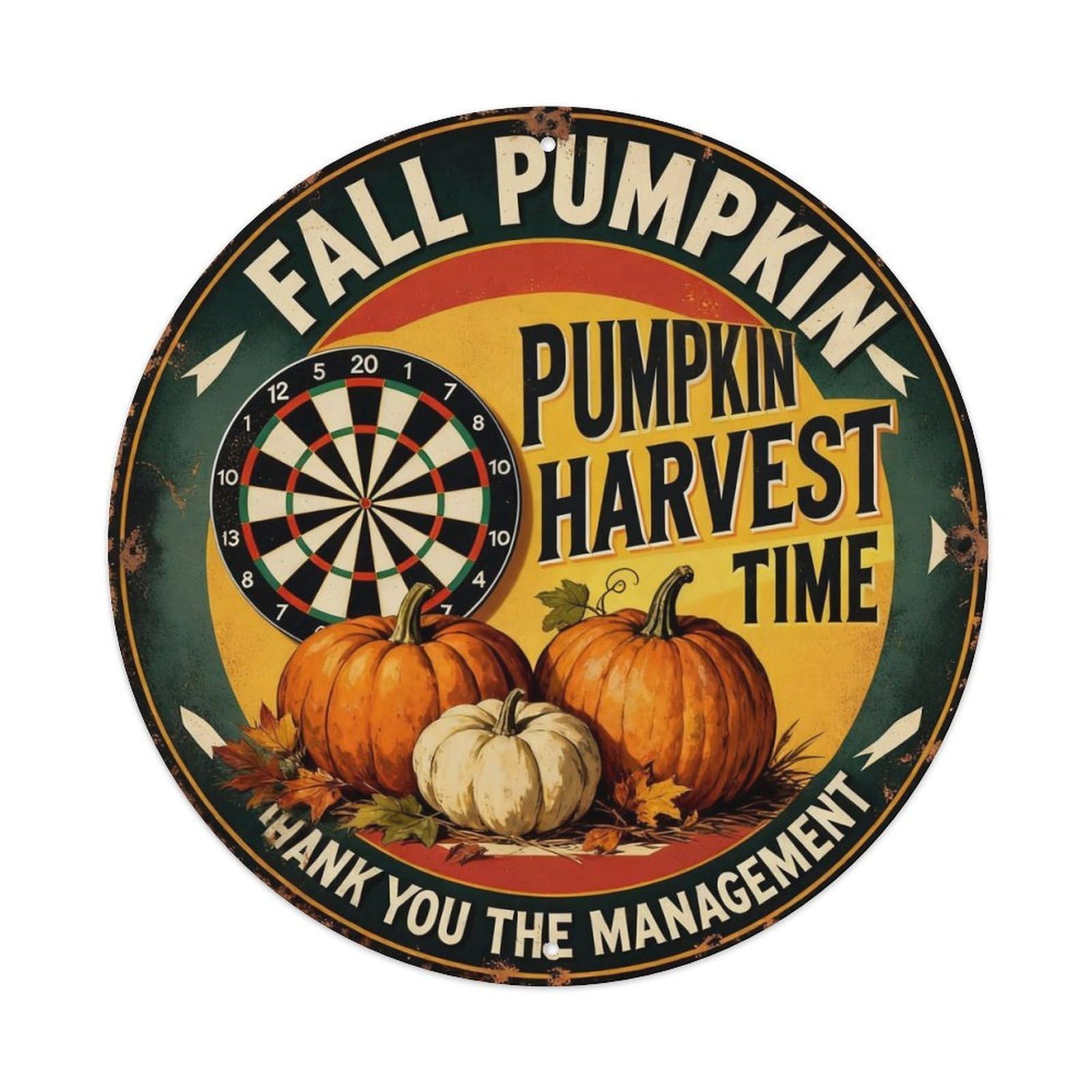 Fall Pumpkin Harvest Time Metal Tin Sign Plaque