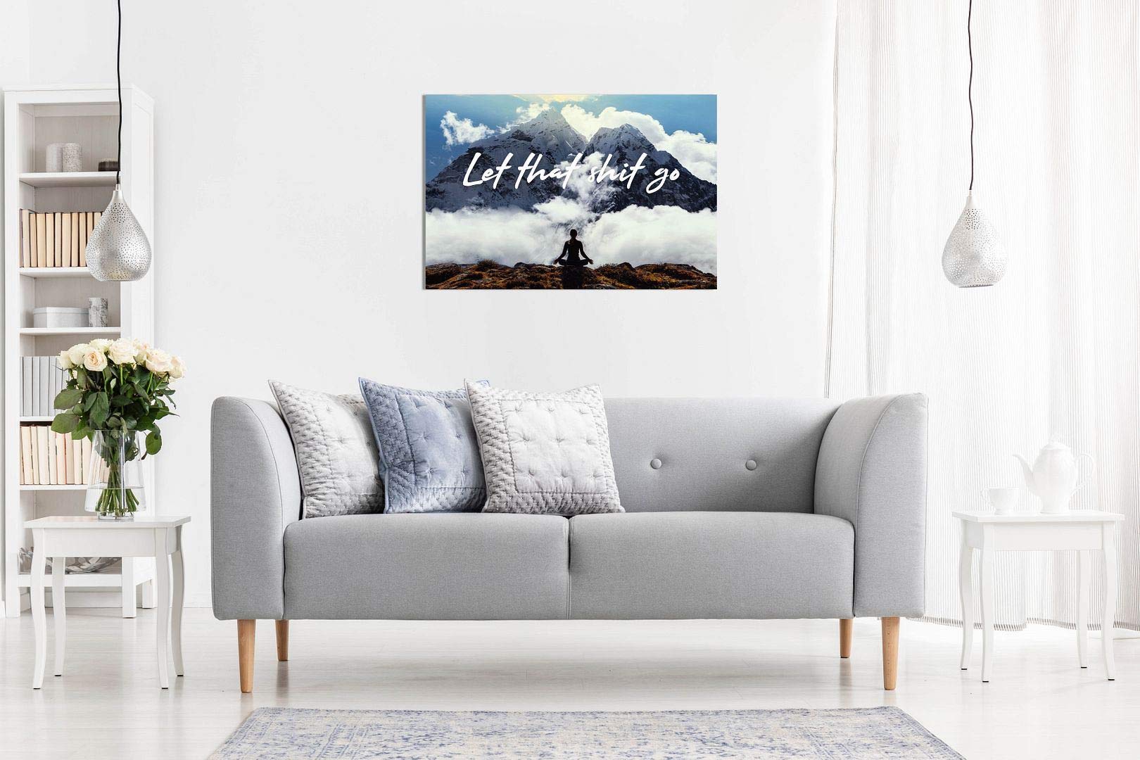 Quadro Su Tela Motivazionale 'Let That Shit Go' - Stampa Artistica Per Meditazione E Healing, 30x20 Cm, Pronta Da Appendere