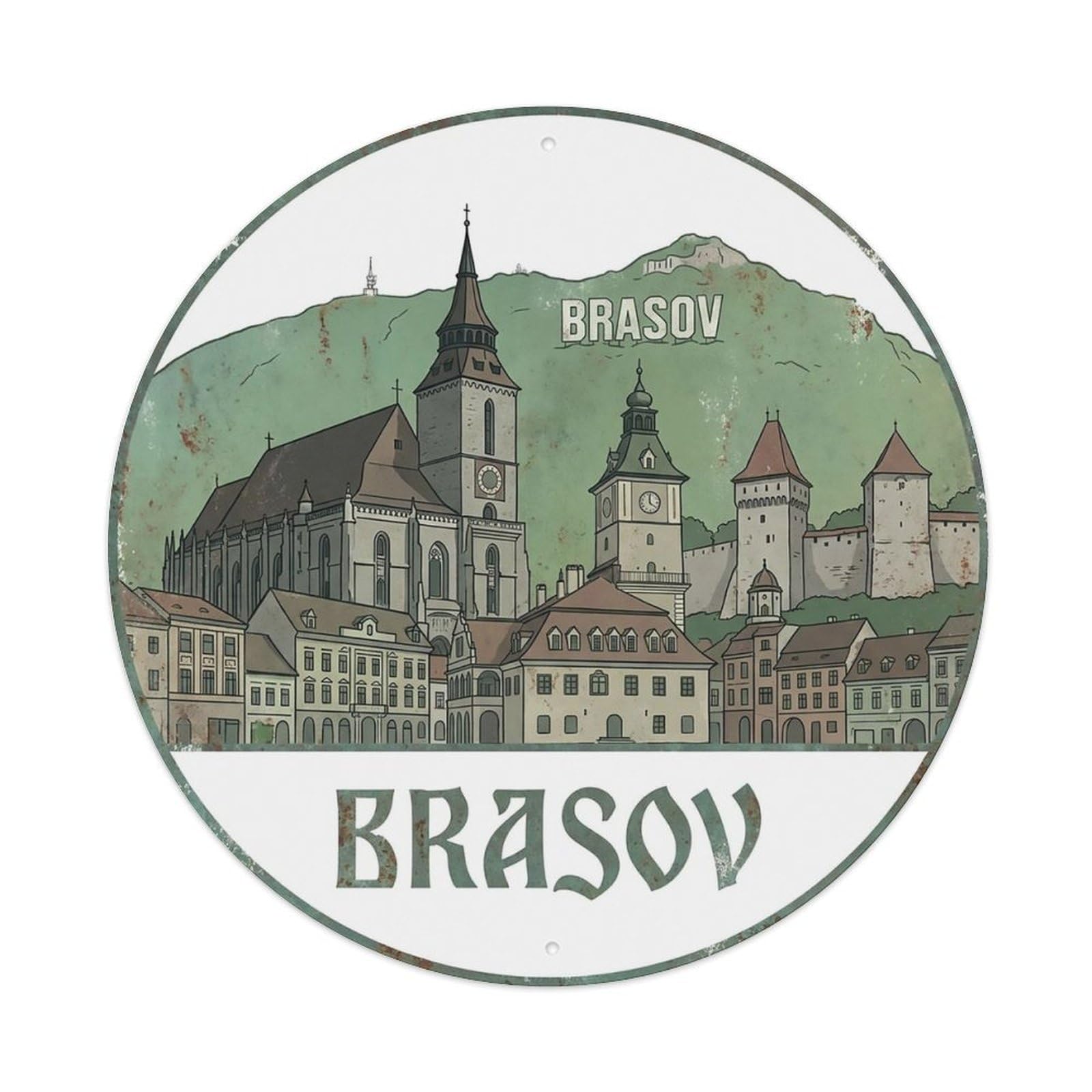 Travel Retro Romania Brasov Metal Tin Sign