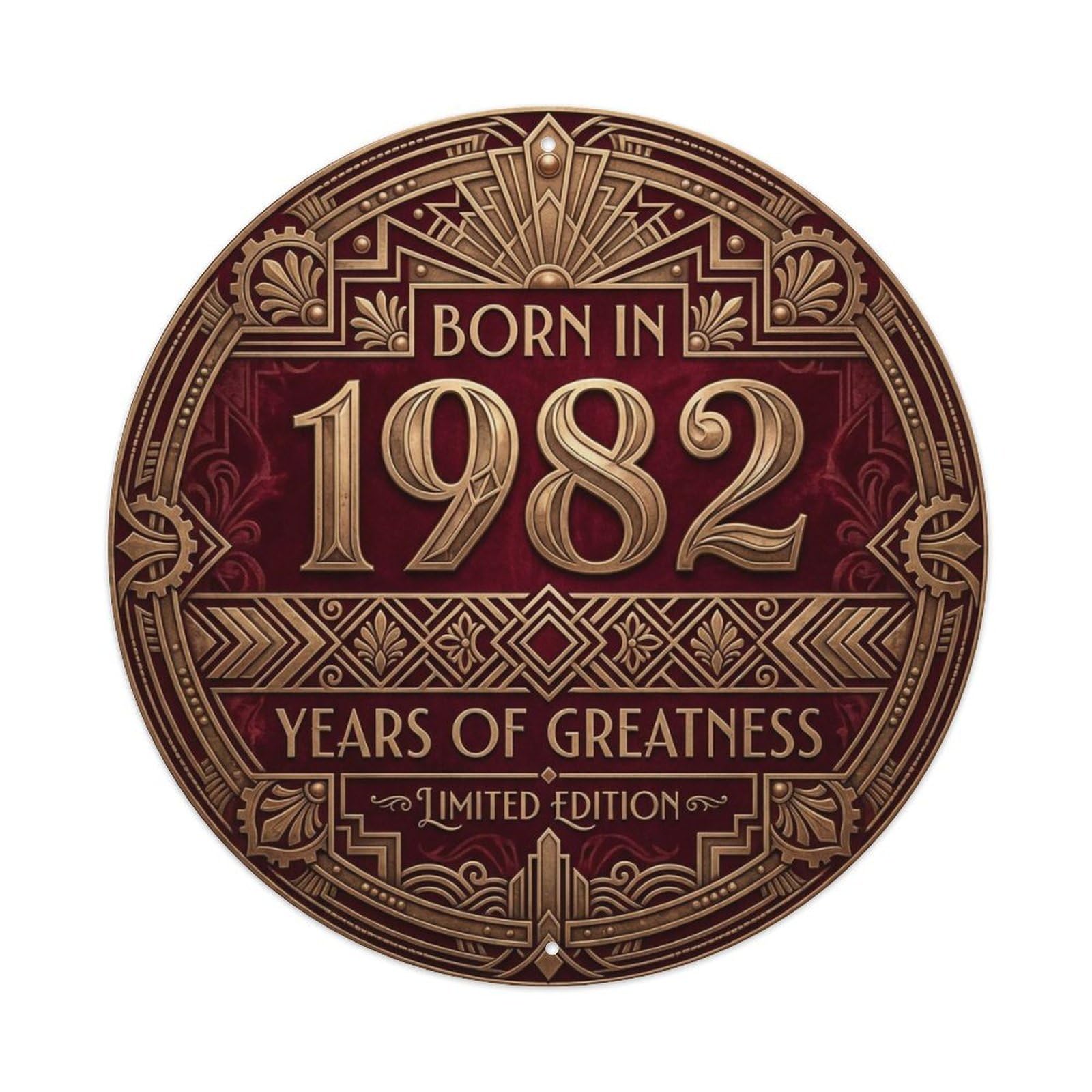 Born In 1982 Years Of Greatness Year-Themed Birthday Gift Metal Tin Sign