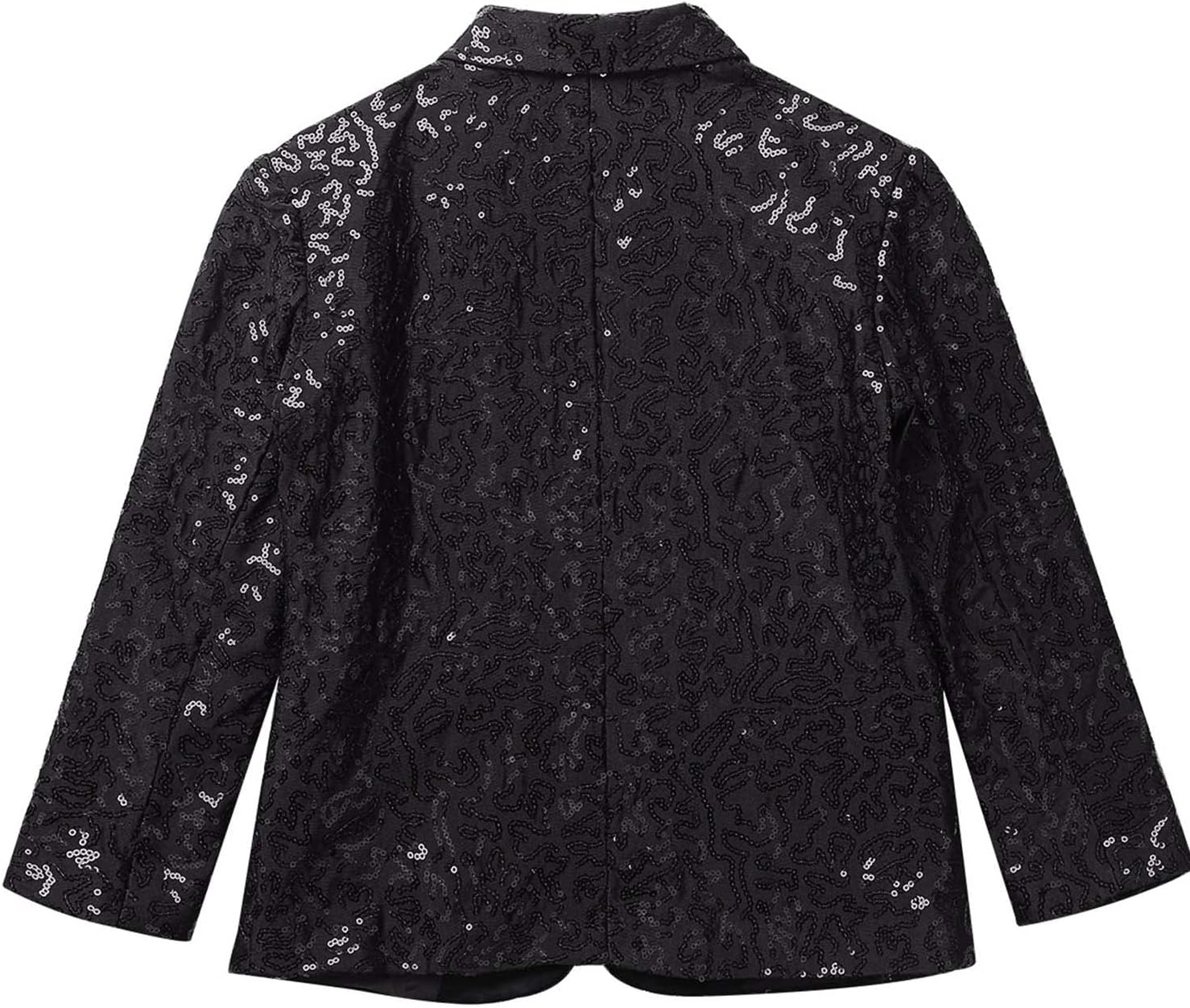 Kids Boys Sequins Suit Blazer Jacket Wedding Evening Party Prom One Button Formal Dress Coat