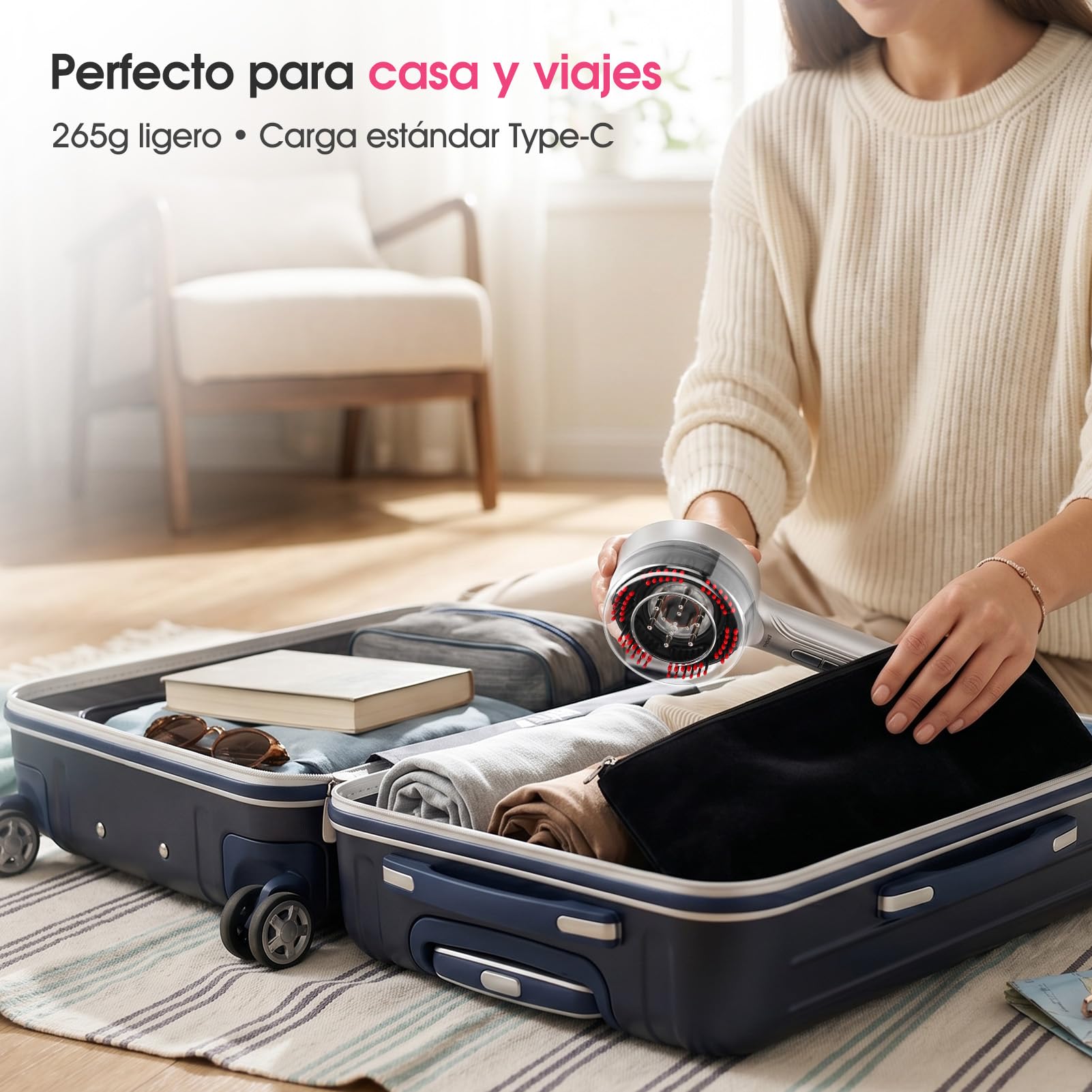 Peine de Masaje Eléctrico para el Cuero Cabelludo, Recargable IPX7, 3 Modos, Anticaída