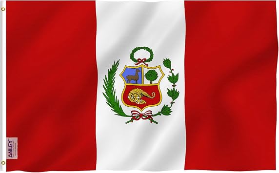Anley Fly Breeze 3x5 Foot Peru Flag - Vivid Color and Fade proof - Canvas Header and Double Stitched - Peruvian National Flags Polyester with Brass Grommets 3 X 5 Ft