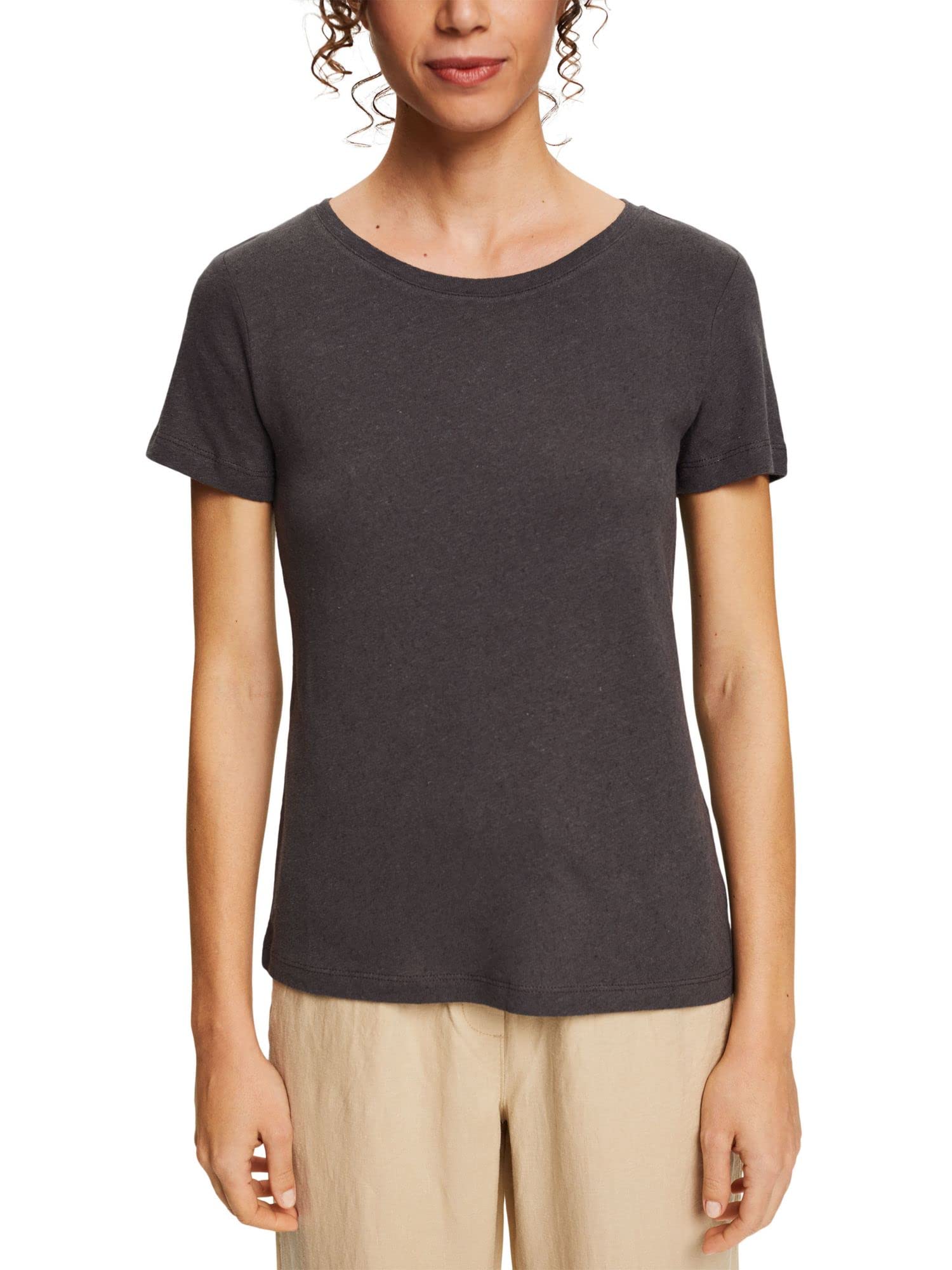 ESPRIT Women's 042EE1K321 T-Shirt, 010/ANTHRACITE, S