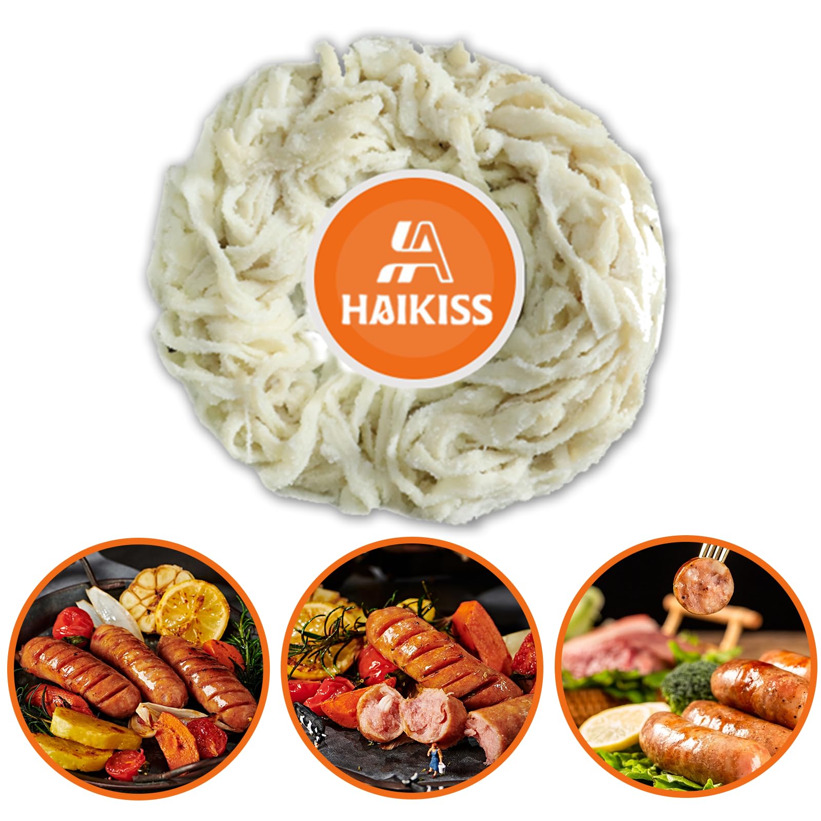 Natural Hog Sausage Casing, Edible Casings for Sausage Making, Grade A, Pre-Tubed, Great for Snack Sticks, Italian Sausage, Hot Dog Casing, Breakfast Sausage Links and Most Sausage -10M/32ft,Φ36-38mm
