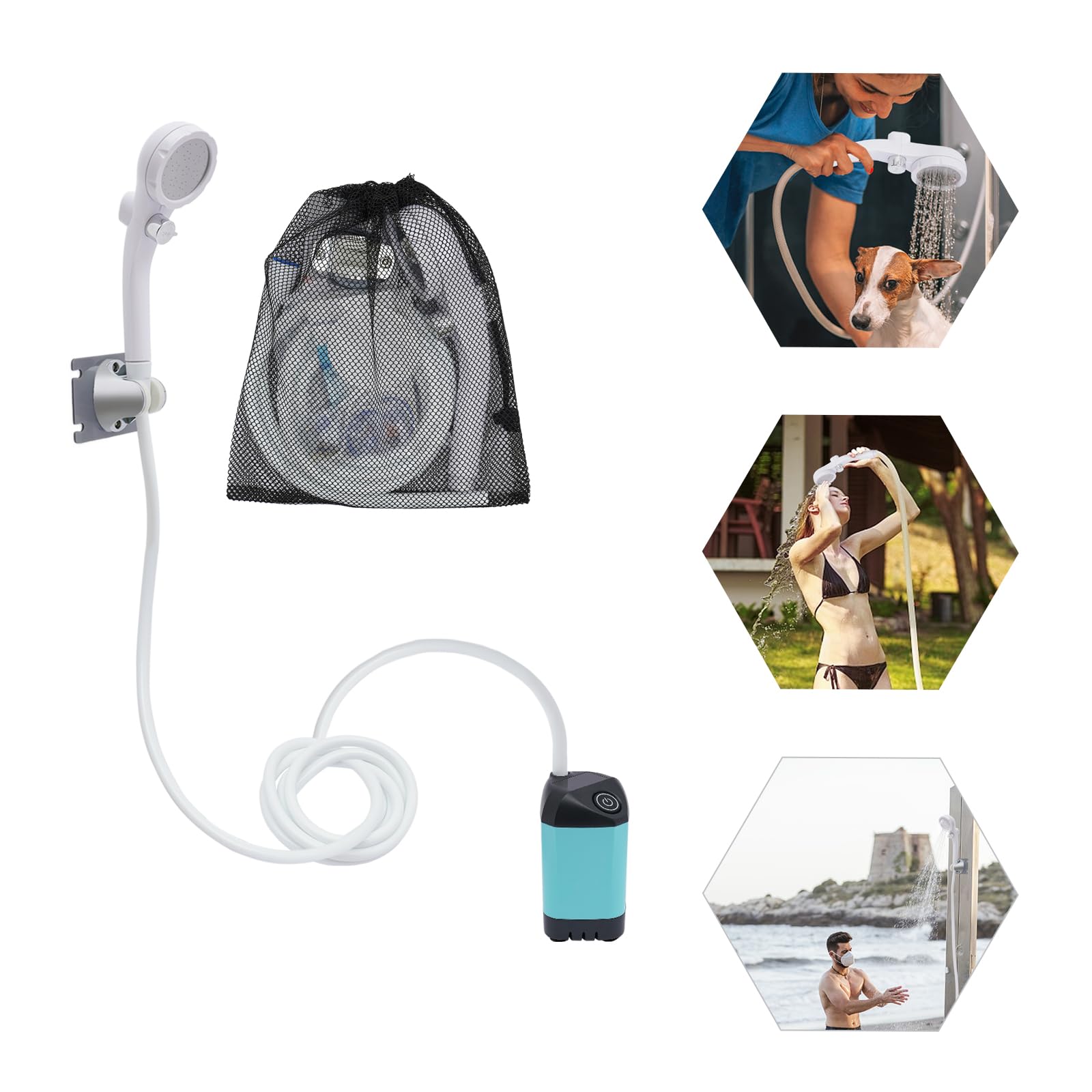 GXFCHYL Portable Camping Shower, Portable Shower with Intelligent Digital Display for Camping, and Portable Water Pump for Your Next Adventure (Blue)