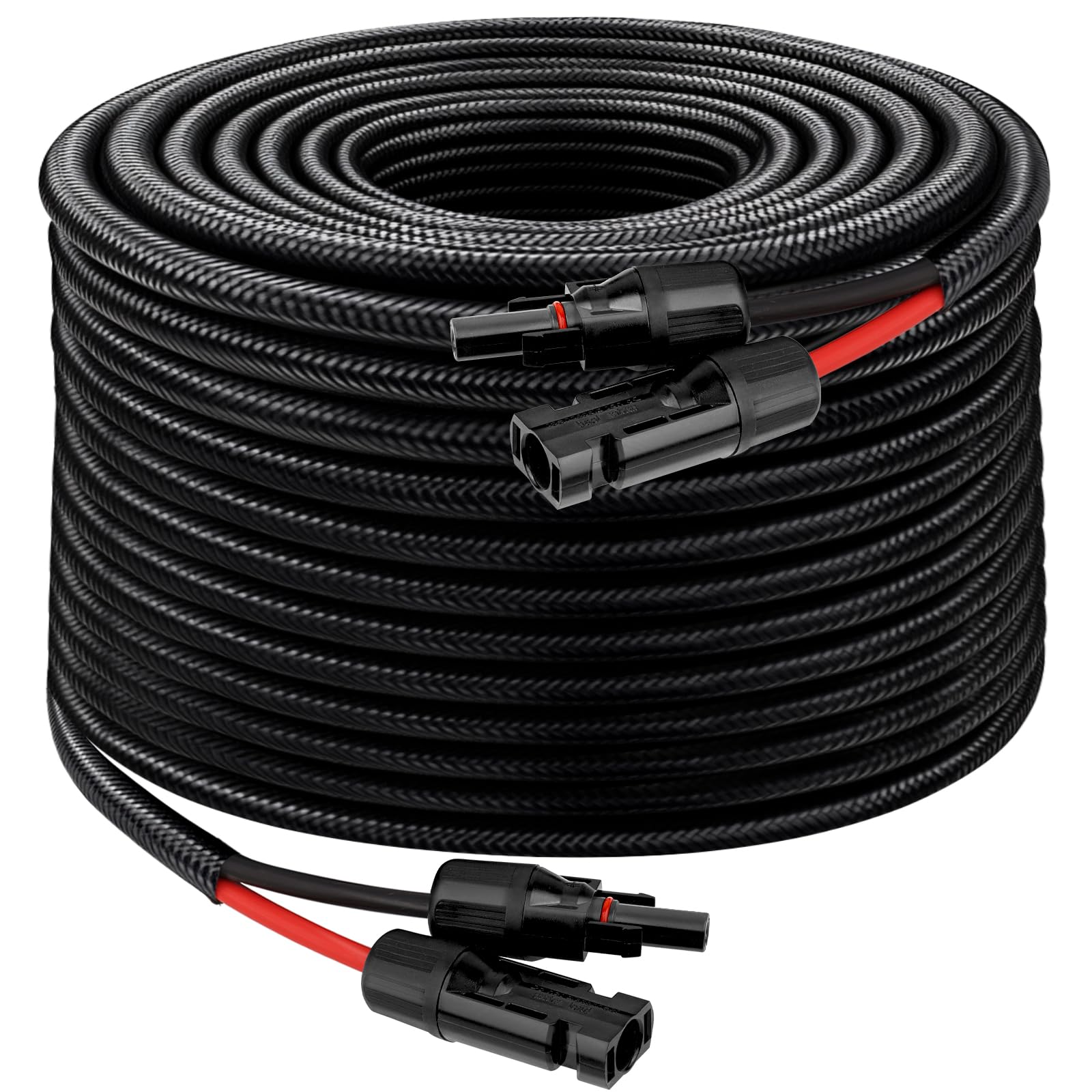 XRDS -RF Solar Panel Cable 100FT, 10AWG Solar Extension Cable with Male &amp; Female Solar Connectors, Flame-Retardant Protective Sleeving Solar Cable, Weatherproof PV Wire for Solar Panel Connection
