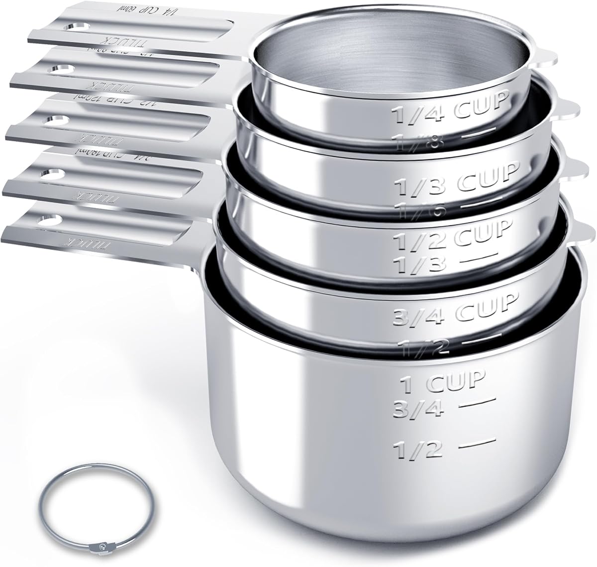Juego de tazas medidoras de acero inoxidable, utensilios de cocina para cocinar y hornear, juego de 5