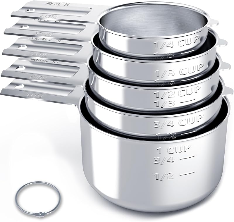 Juego de tazas medidoras de acero inoxidable, utensilios de cocina para cocinar y hornear, juego de 5