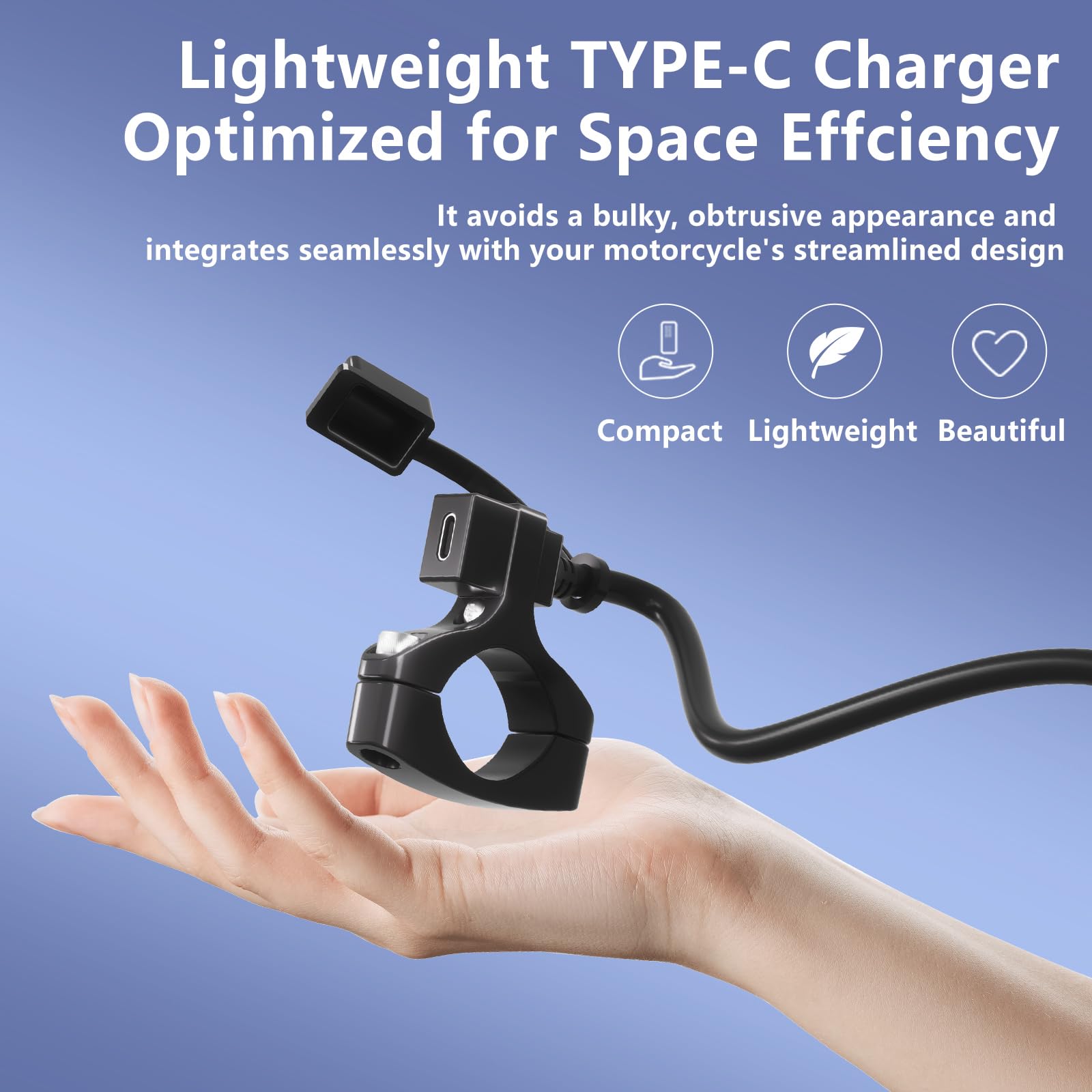 Cliff Top Gniazdo USB 12 V, motocyklowe, USB, 18 W, PD, USB-C, szybkie ładowanie, SAE na USB-C, adapter 12 V na USB, akcesoria motocyklowe, port ładowarki akumulatora motocyklowego, z uchwytem na