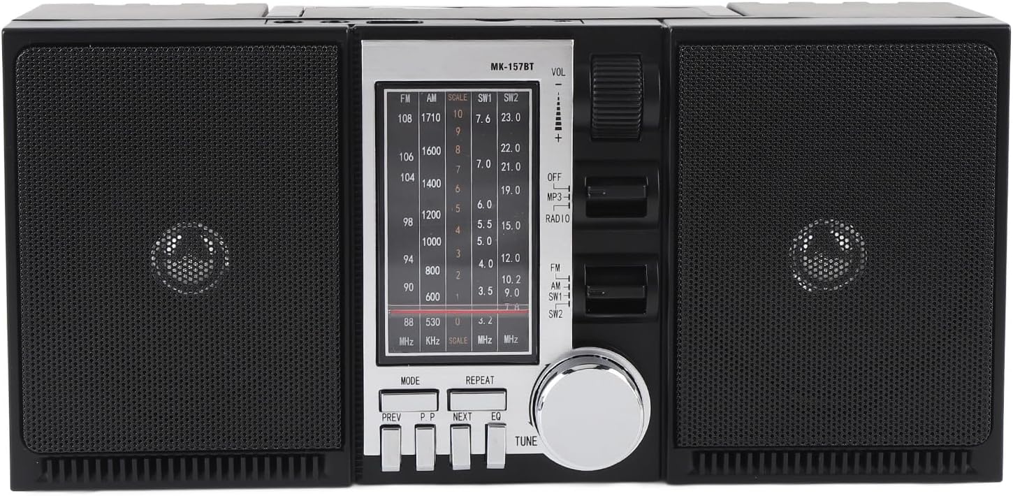 SUNGOOYUE AM FM SW Radio, Bluetooth Speaker Portable Radio with Dual 5W Drivers for FM AM SW Stations, USB SD Card Playback, 18H Battery Life (US Plug)