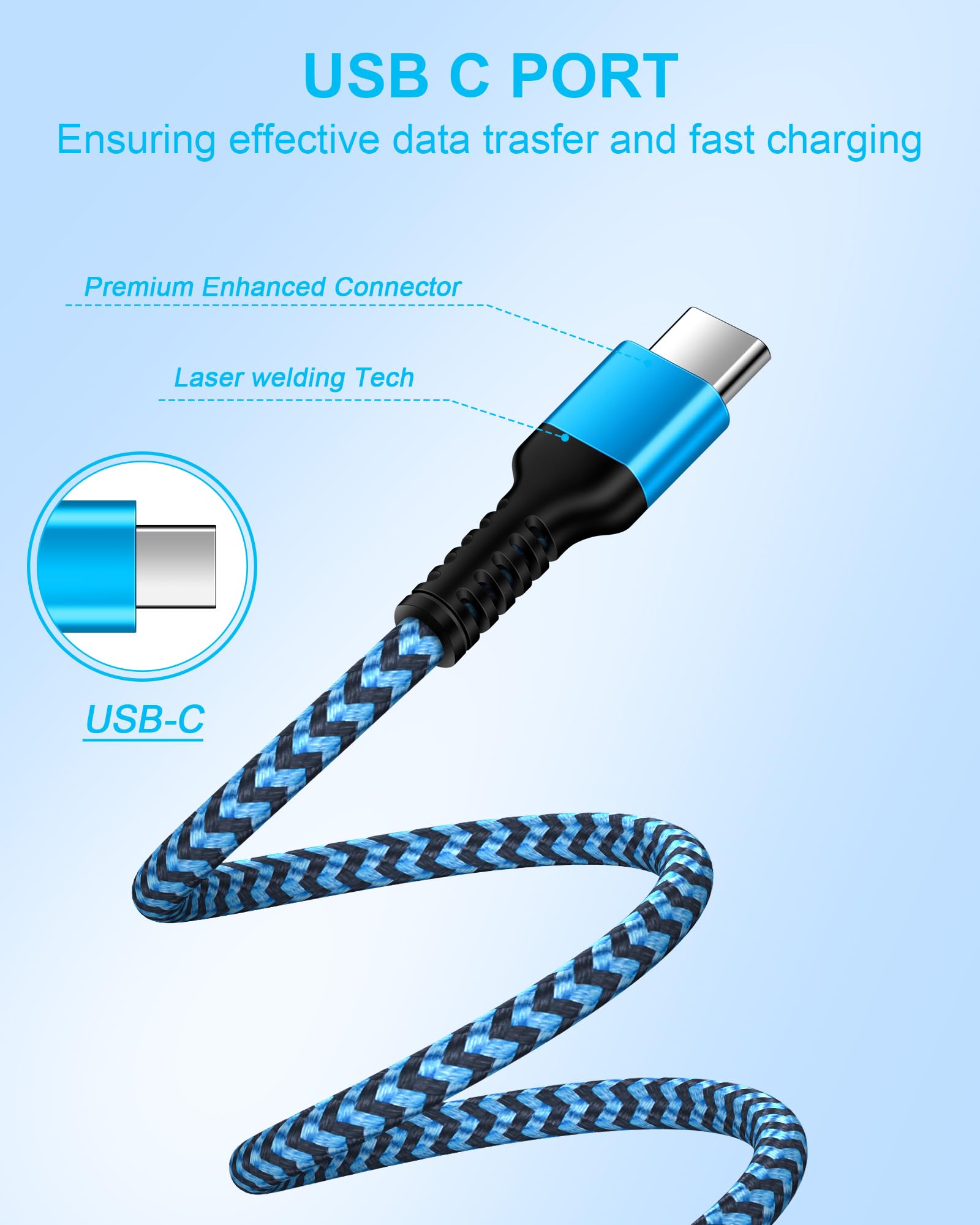 Lightning Charger-10Ft, 5Pack USB A to Lightning Cable for iPhone 14 Pro Max 14Pro 14 13 13Pro 12 Max 12Pro 11 Mini 11Pro SE X XR XS 8 Plus 7 6 6s Apple Certified Phone Charging Power Cord Wire: 10FT USB to USB C Blue, Purple