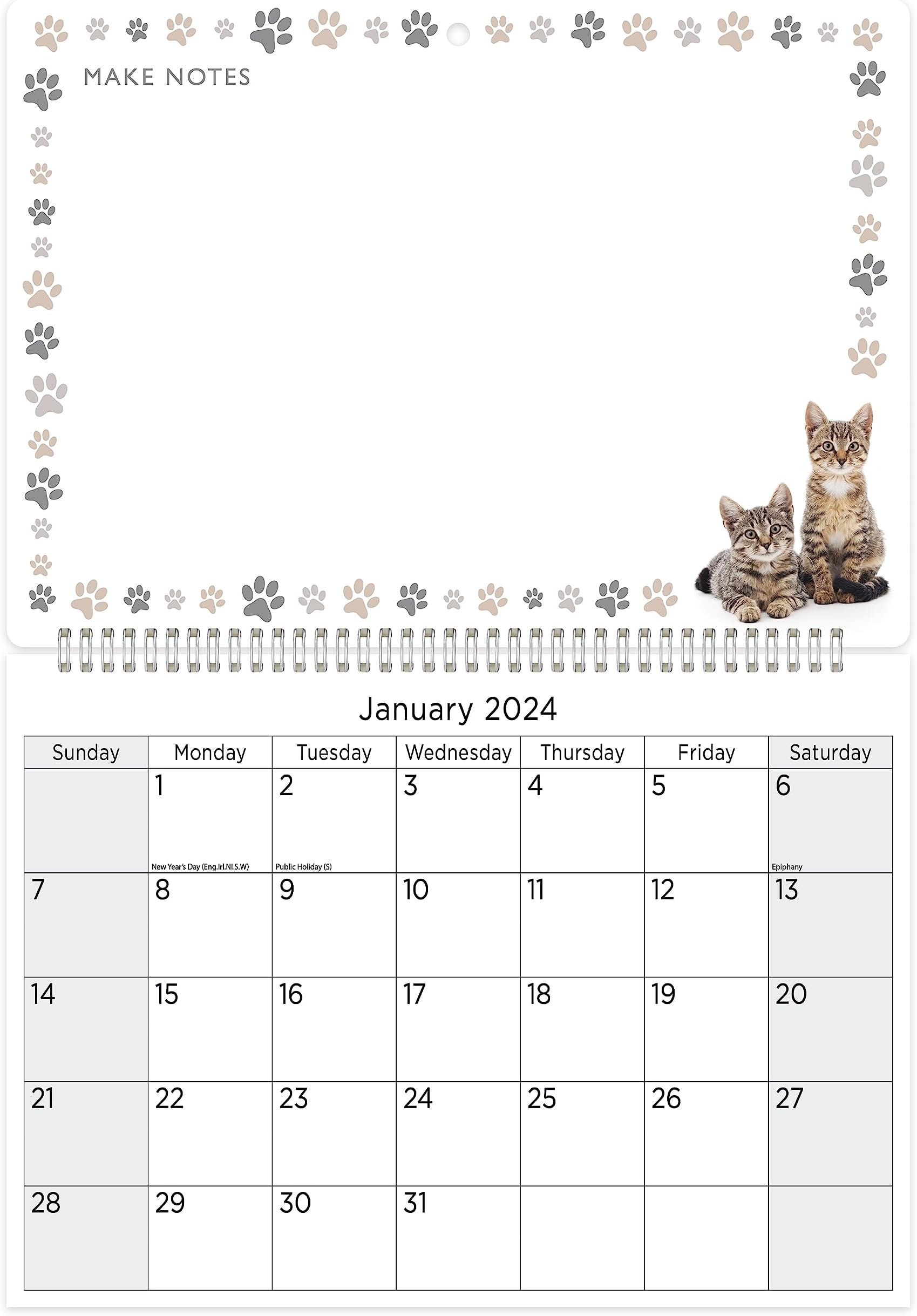 2024 Family Memo Calendar Dry Wipe Board Month to View Hanging Wall Year Planner with Pen (Cats)