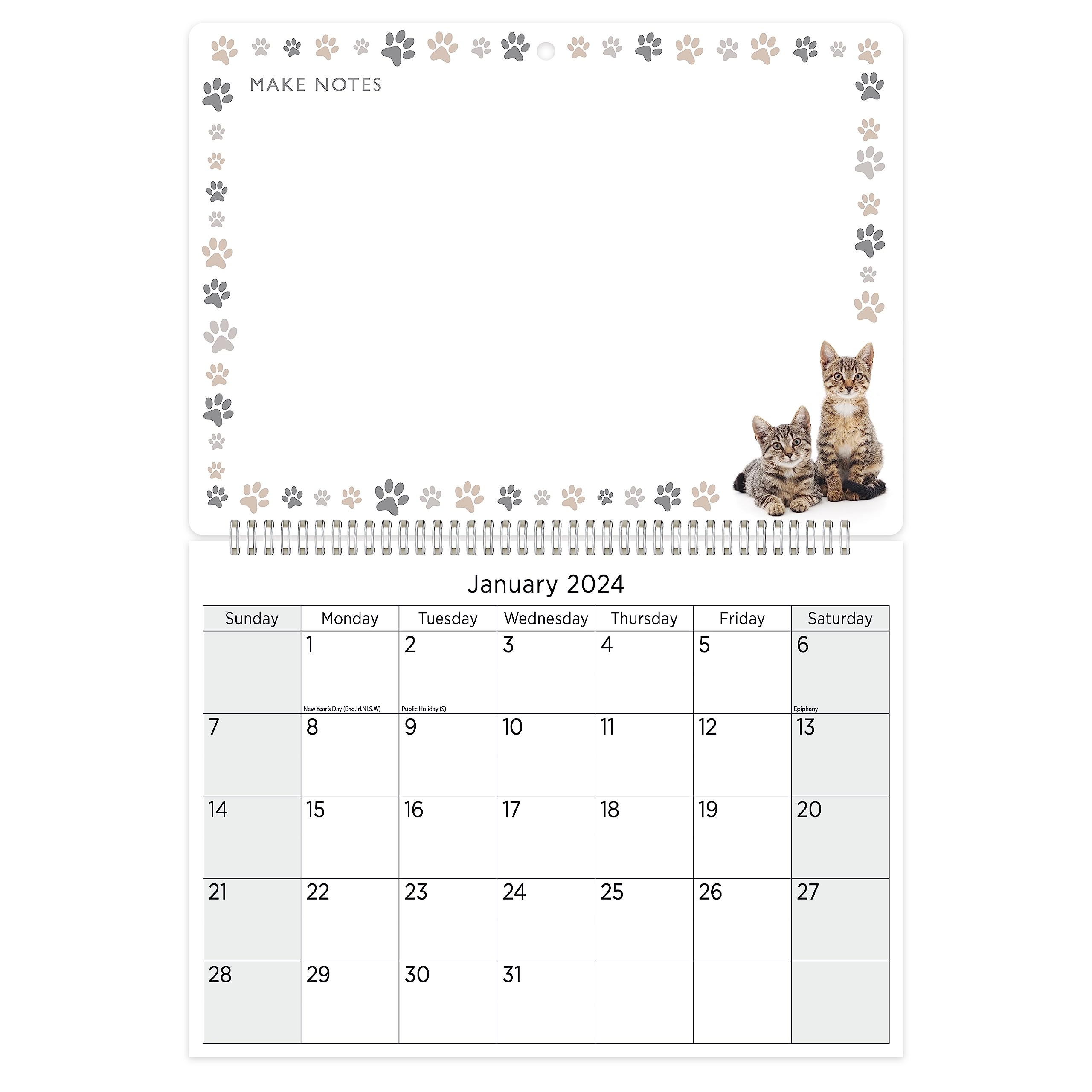 2024 Family Memo Calendar Dry Wipe Board Month to View Hanging Wall Year Planner with Pen (Cats)