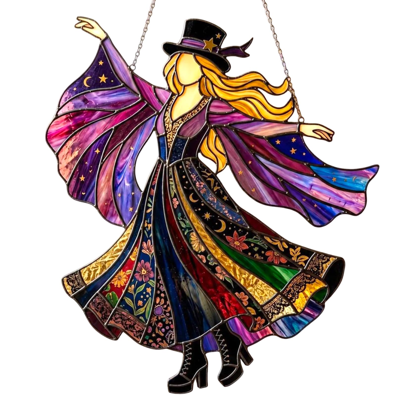 1-Piece Witch Suncatcher, 20cm Hanging Window Ornament, Gothic Witchy Decor for Home, Unique Witch Gifts for Women
