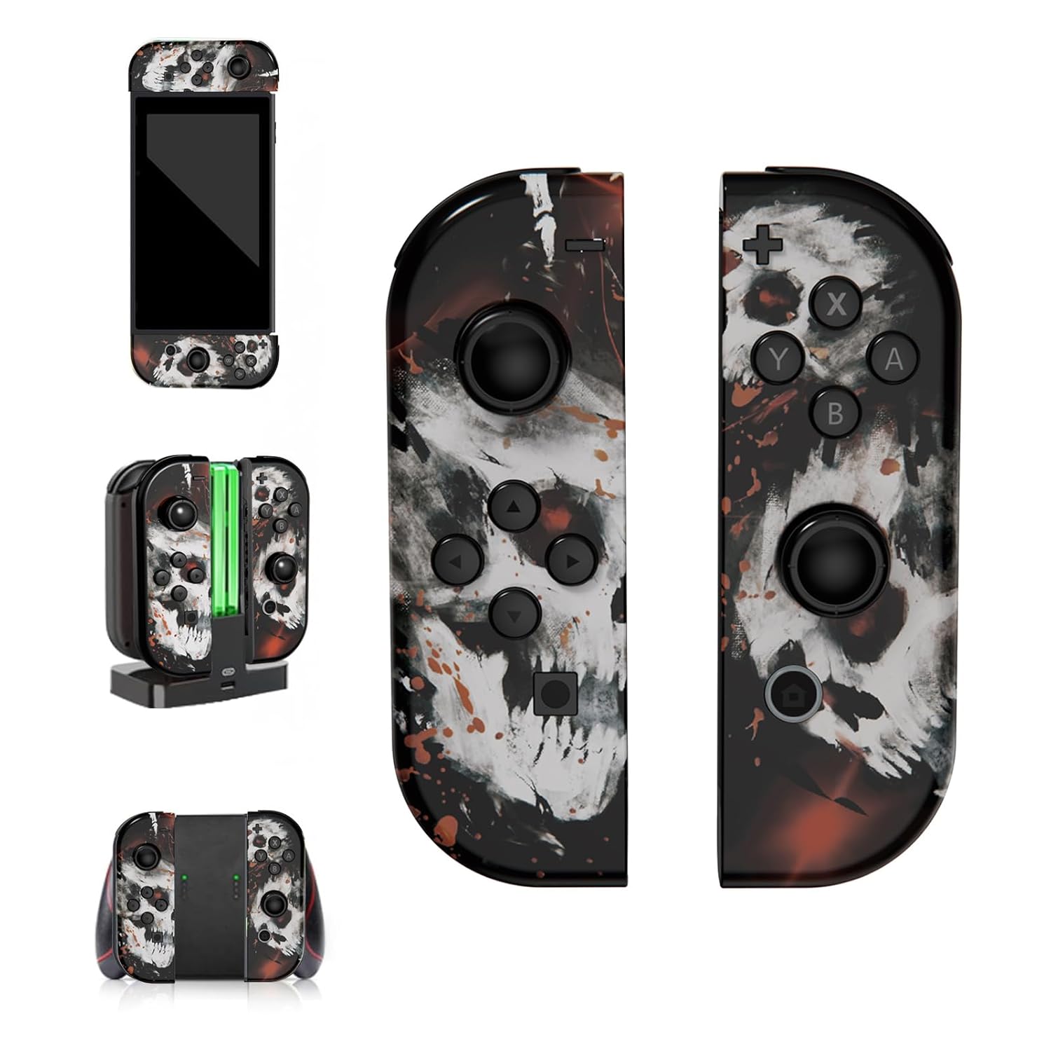 ZFY Wireless Hallowen Design Controllers for Switch 2/Switch OLED/Switch Lite - Replacement Left & Right Handheld Gamepad with Motion Control